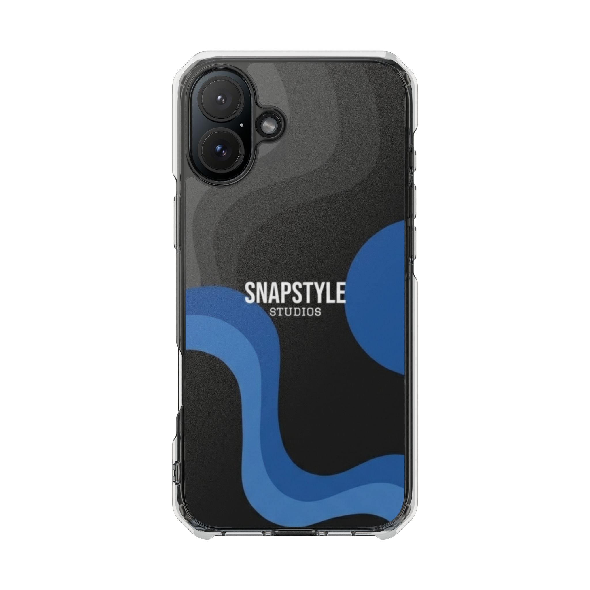Clear Magnetic Impact Phone Case — Green Abstract Wave Design (SnapStyle Studios)