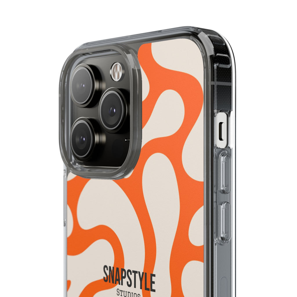 Clear Case — Retro Orange Swirl Phone Case with "SNAPSTYLE" Logo