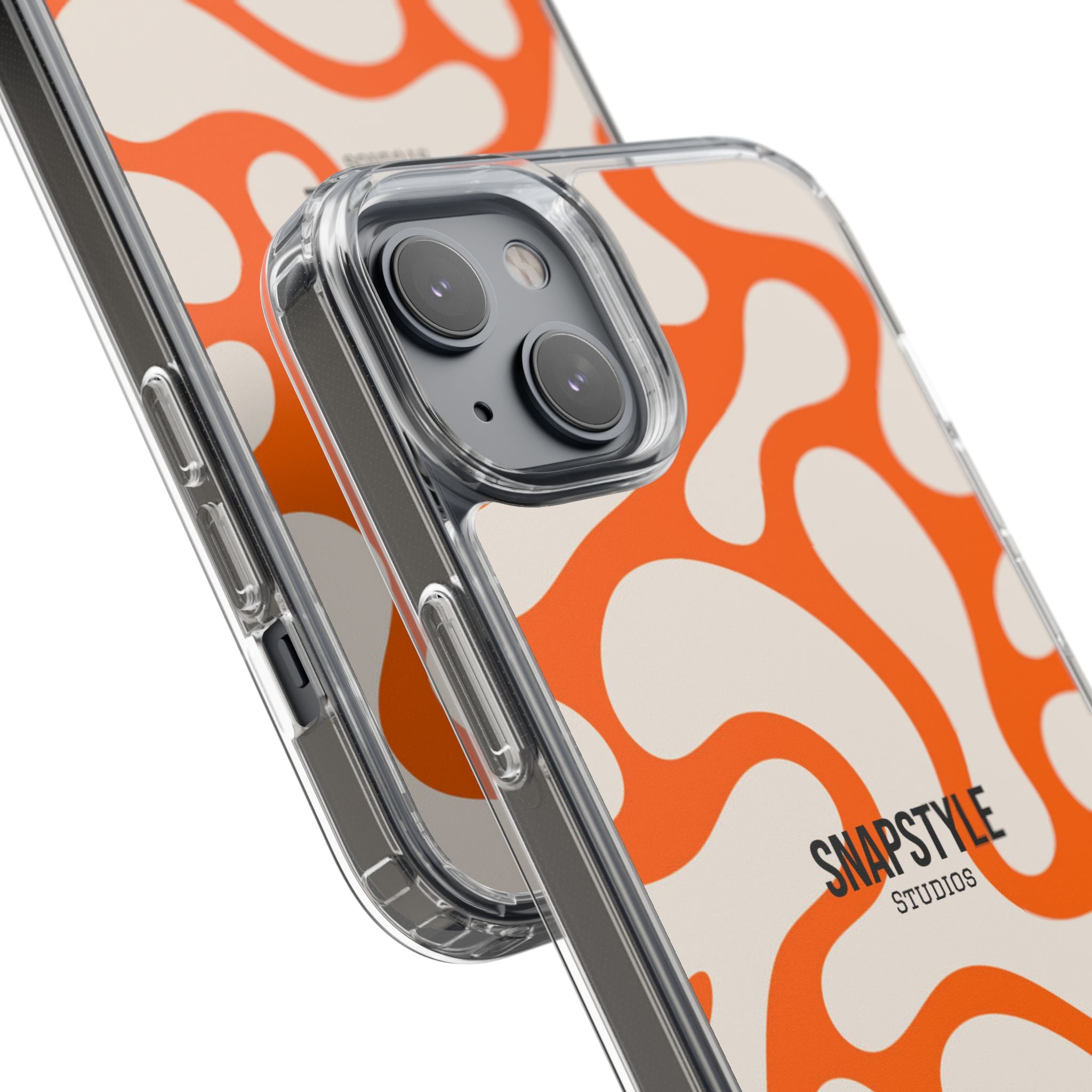 Clear Case — Retro Orange Swirl Phone Case with "SNAPSTYLE" Logo