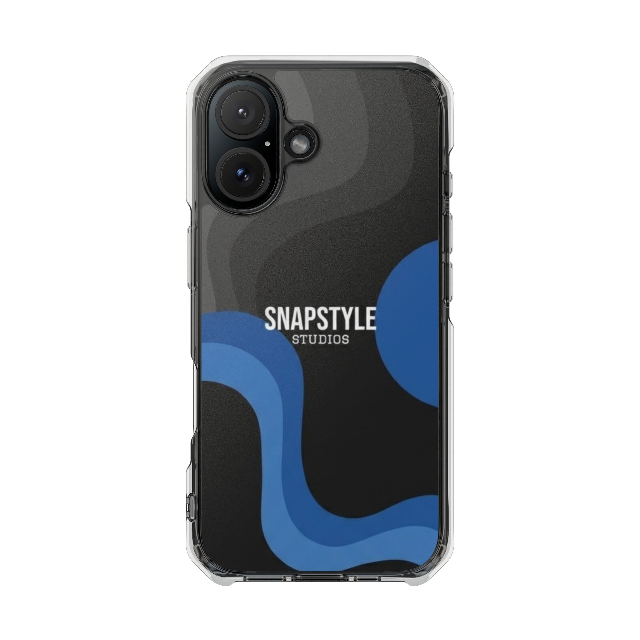 Clear Magnetic Impact Phone Case — Green Abstract Wave Design (SnapStyle Studios)