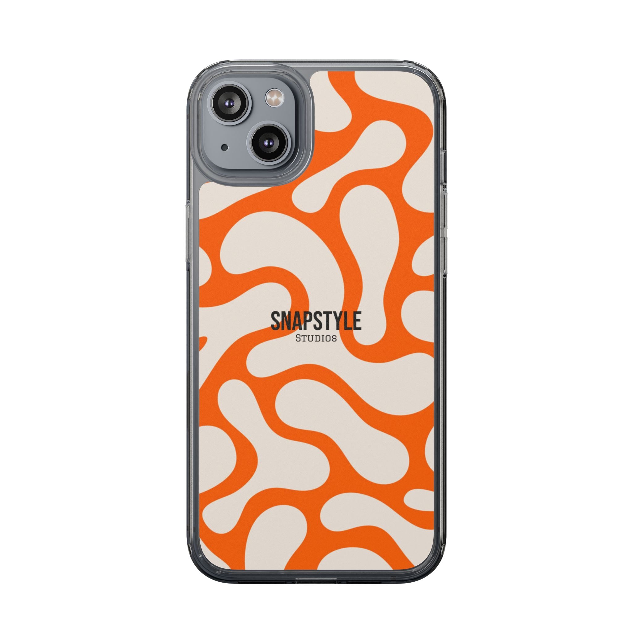 Clear Case — Retro Orange Swirl Phone Case with "SNAPSTYLE" Logo