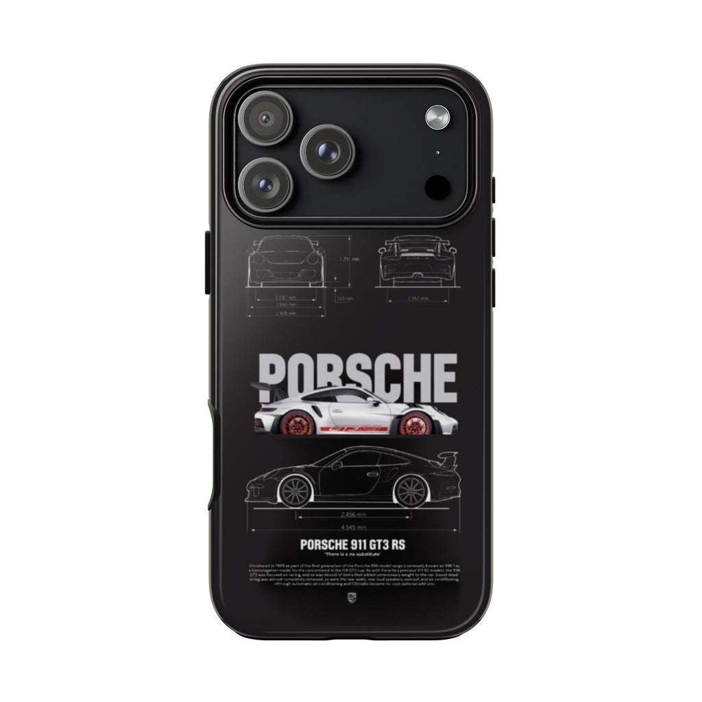 Porsche 911 GT3 RS Phone Case — Automotive Blueprint & Crest Tough Case