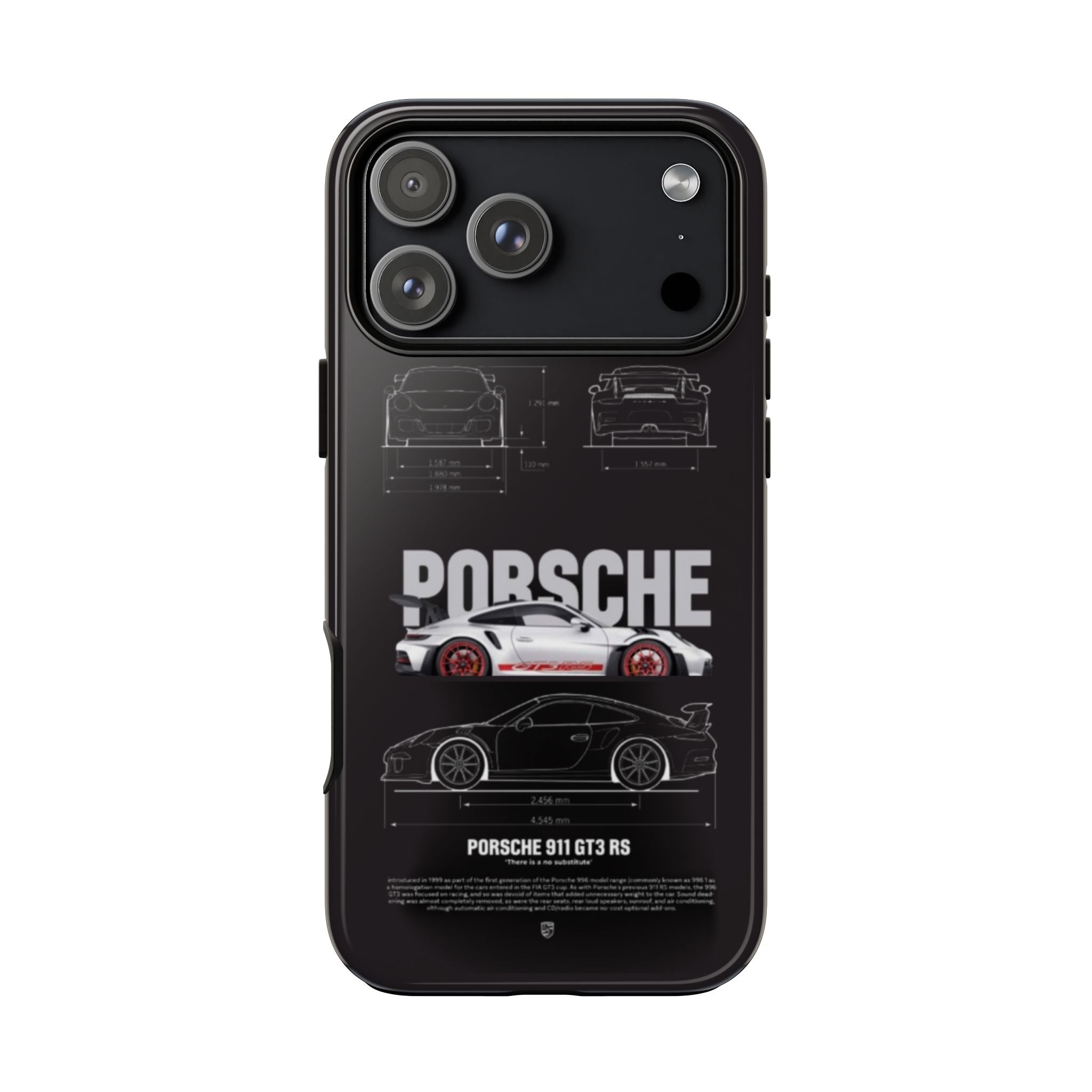 Porsche 911 GT3 RS Phone Case — Automotive Blueprint & Crest Tough Case