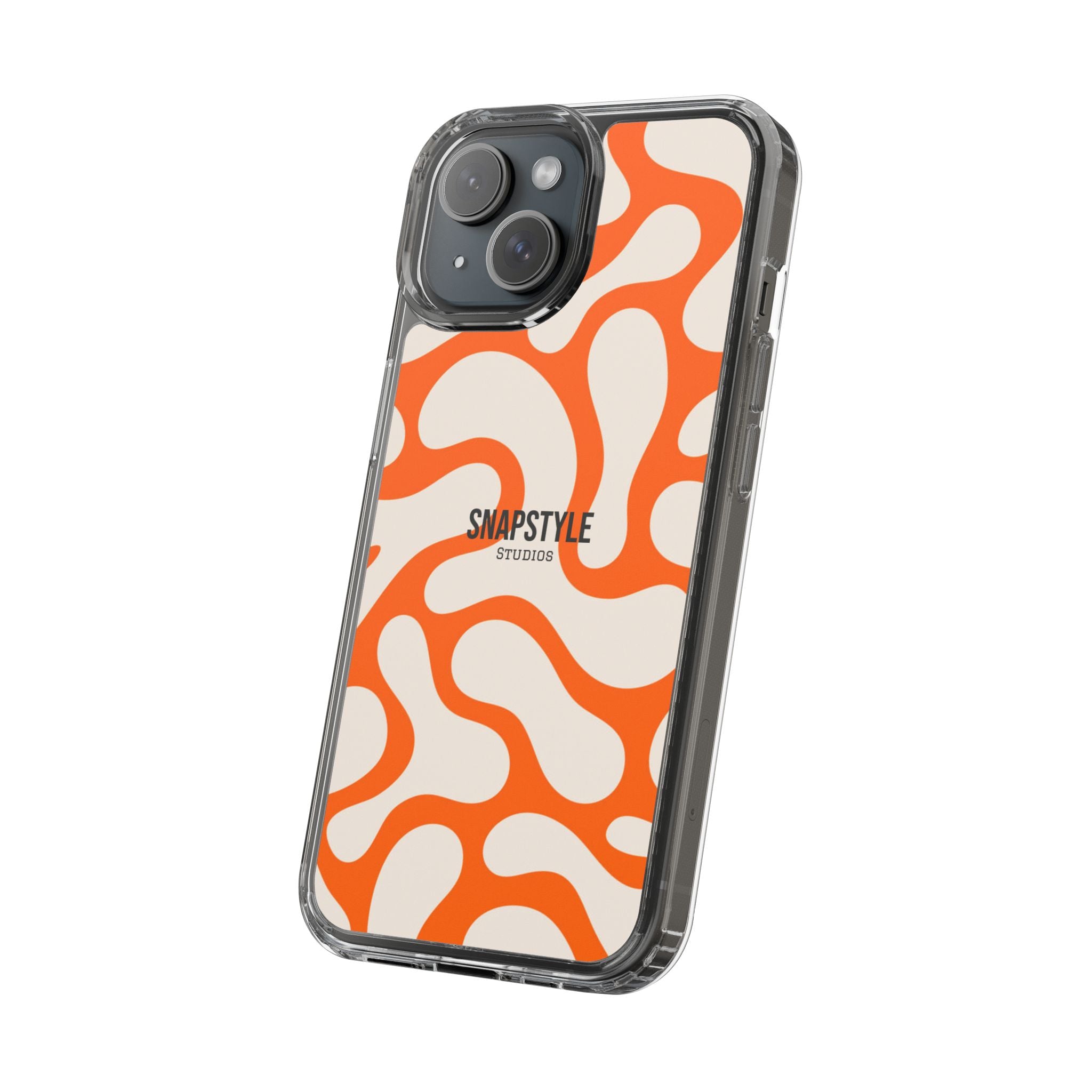 Clear Case — Retro Orange Swirl Phone Case with "SNAPSTYLE" Logo