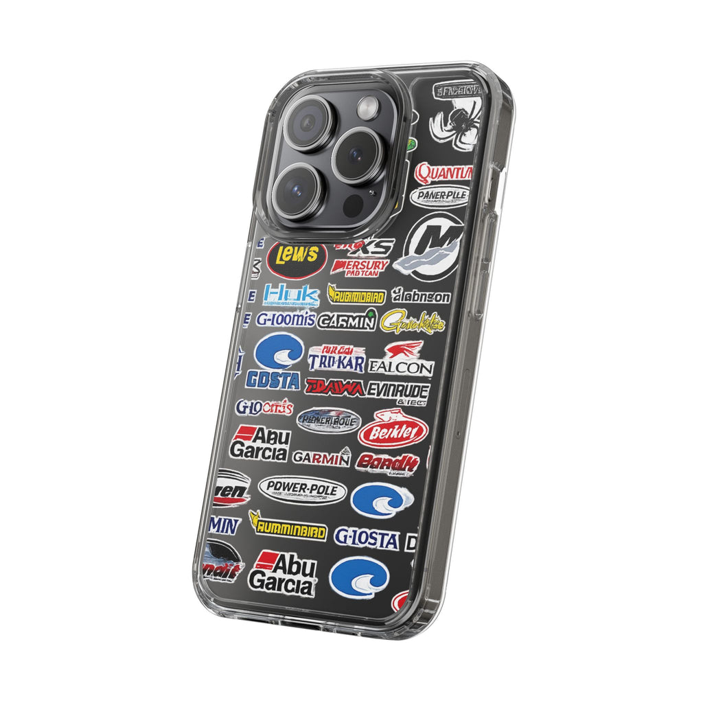 Clear Phone Case — Fishing Brand Sticker Collage Design