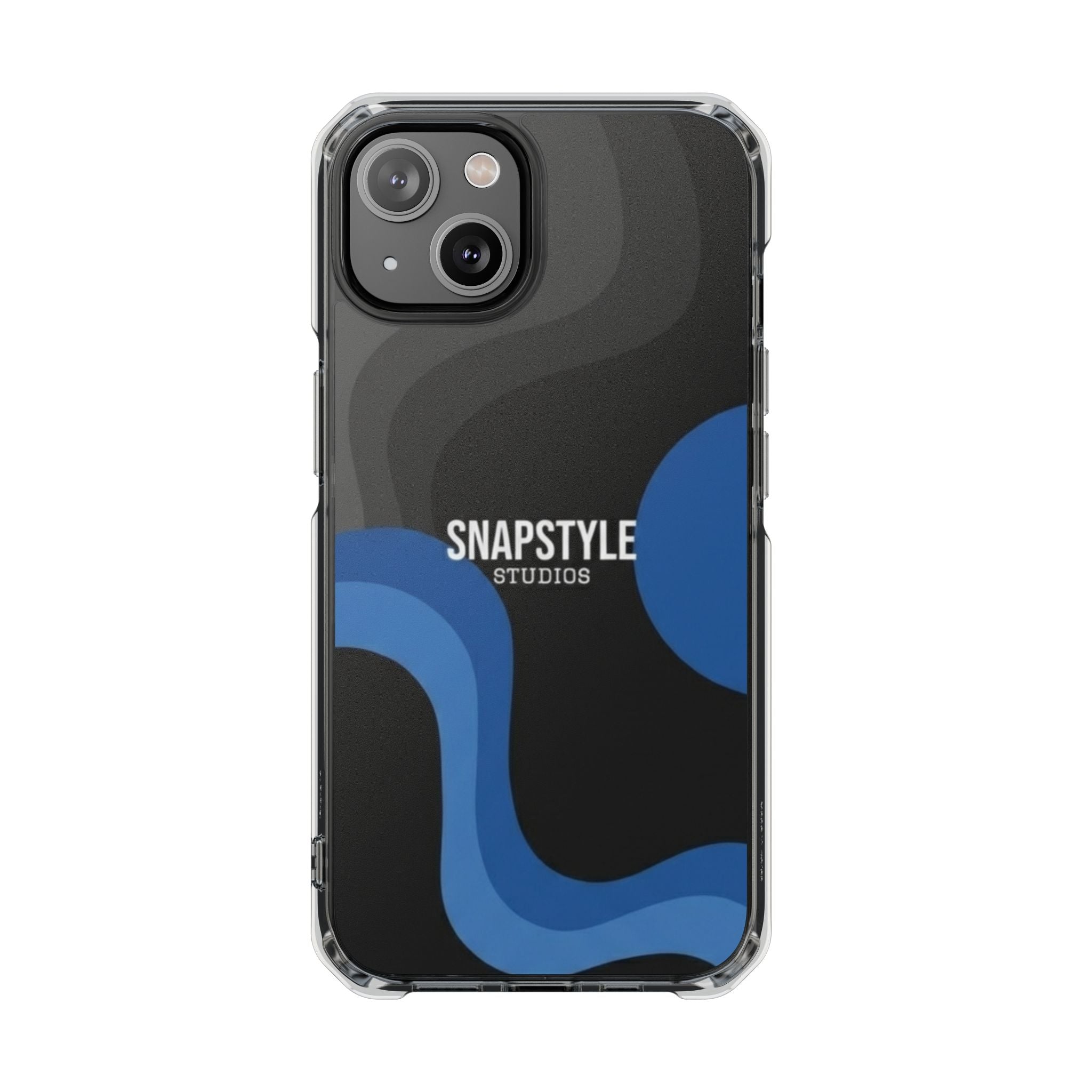 Clear Magnetic Impact Phone Case — Green Abstract Wave Design (SnapStyle Studios)