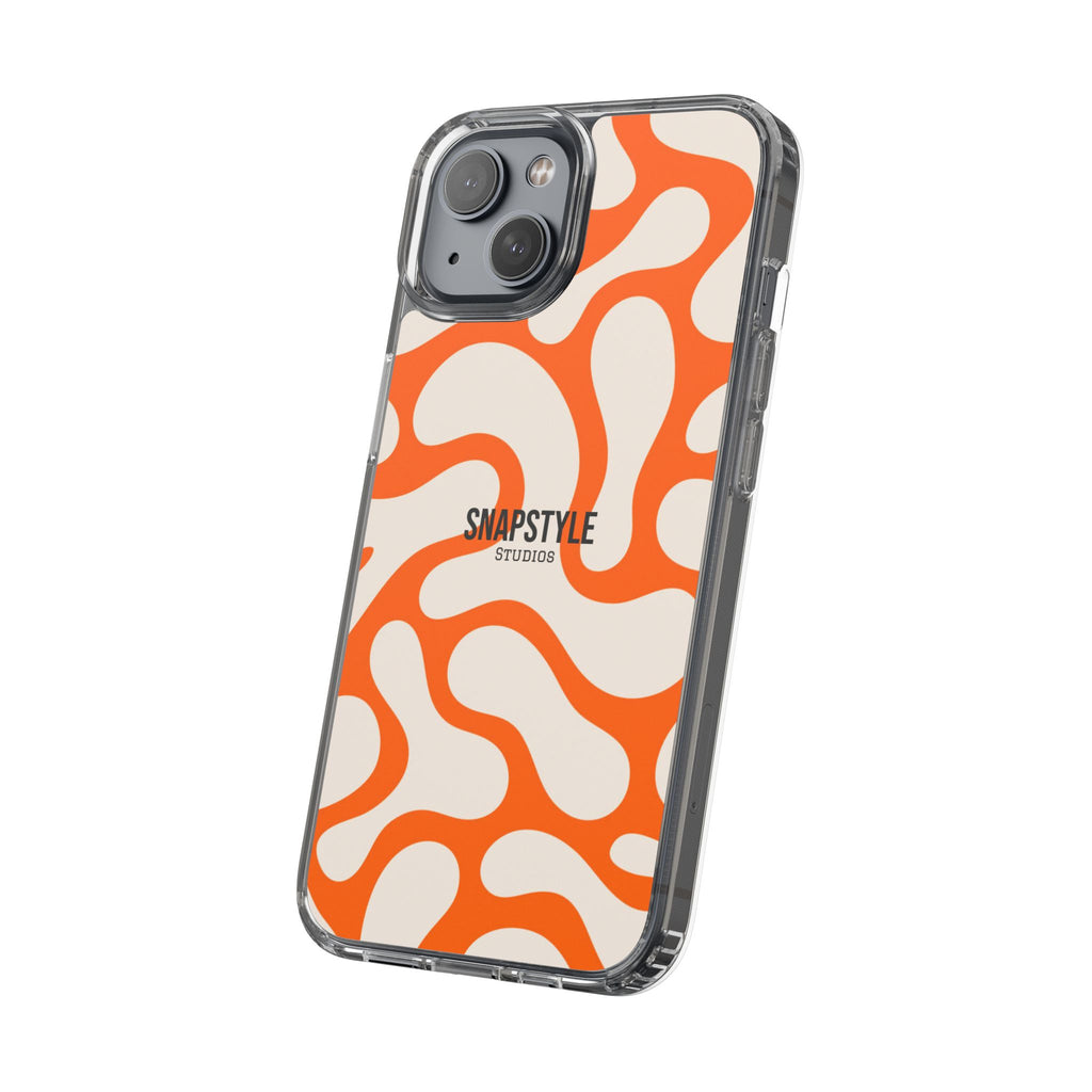 Clear Case — Retro Orange Swirl Phone Case with "SNAPSTYLE" Logo