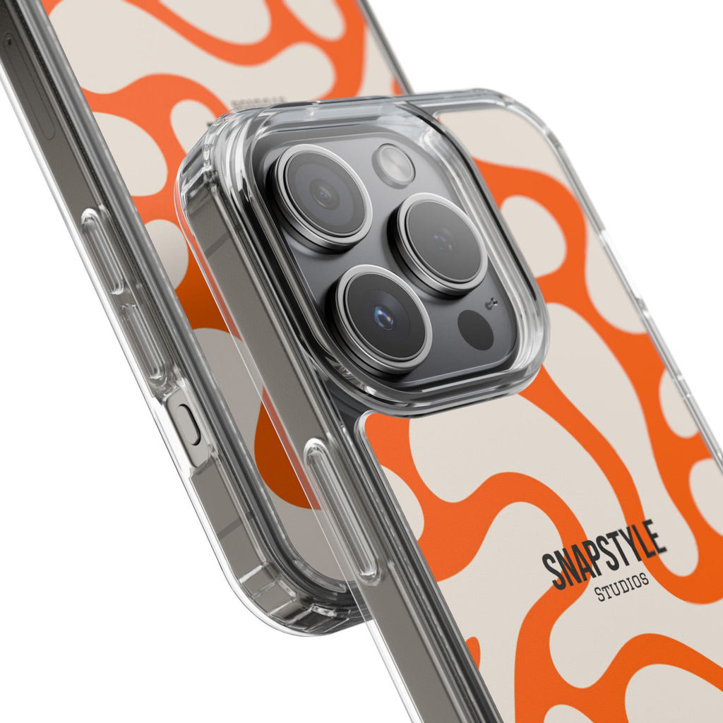 Clear Case — Retro Orange Swirl Phone Case with "SNAPSTYLE" Logo