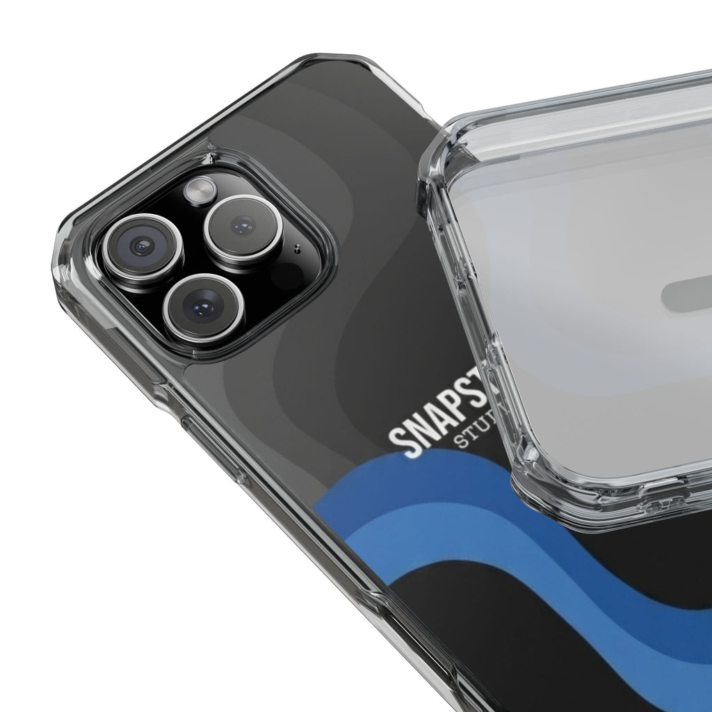 Clear Magnetic Impact Phone Case — Green Abstract Wave Design (SnapStyle Studios)