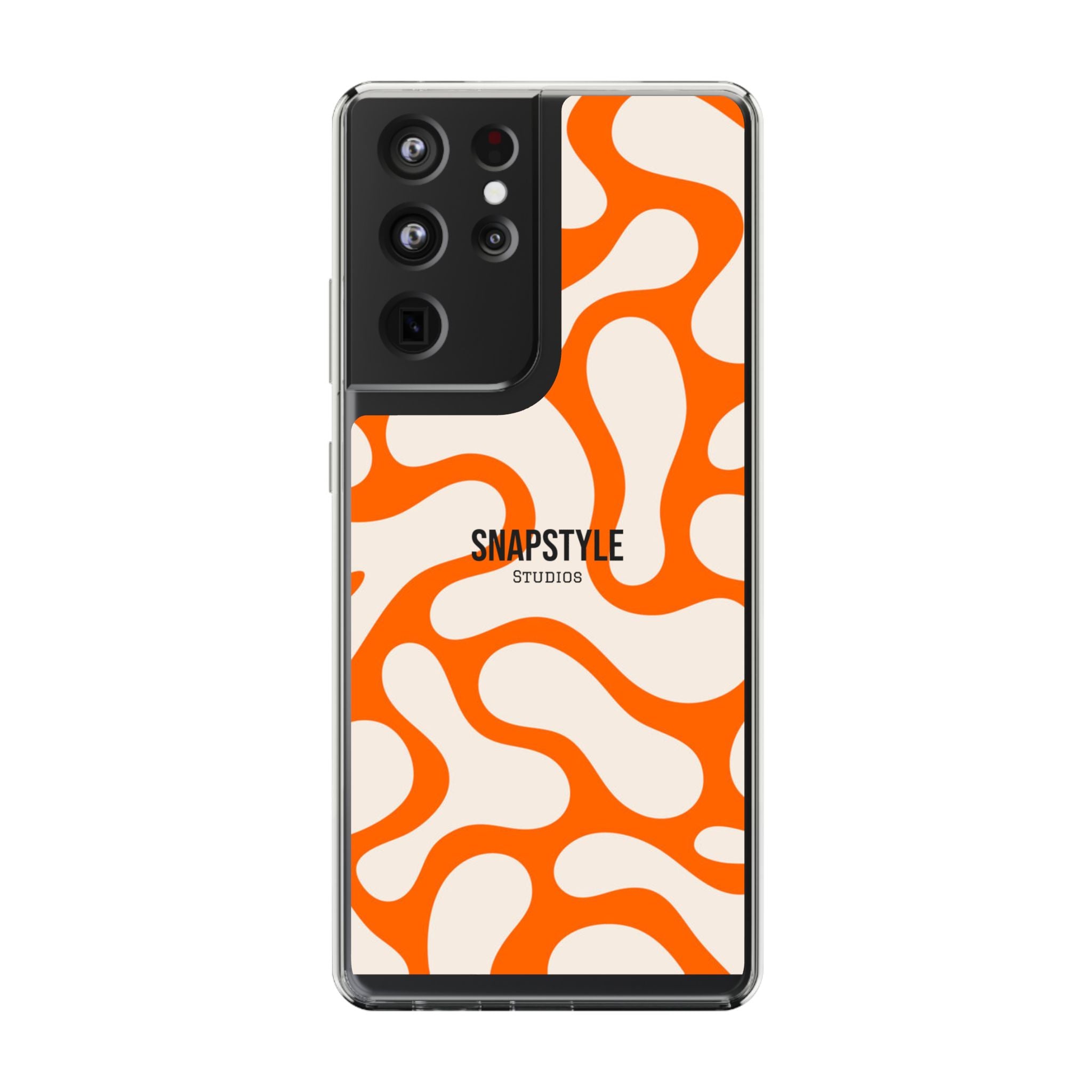Clear Case — Retro Orange Swirl Phone Case with "SNAPSTYLE" Logo
