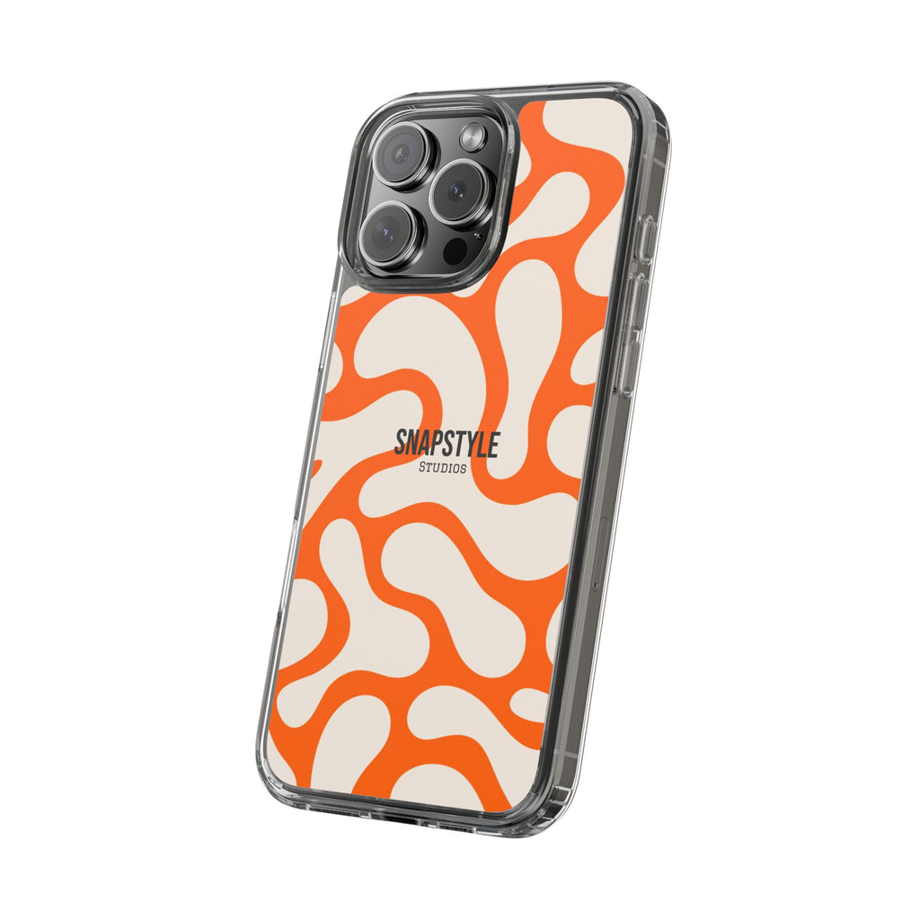 Clear Case — Retro Orange Swirl Phone Case with "SNAPSTYLE" Logo