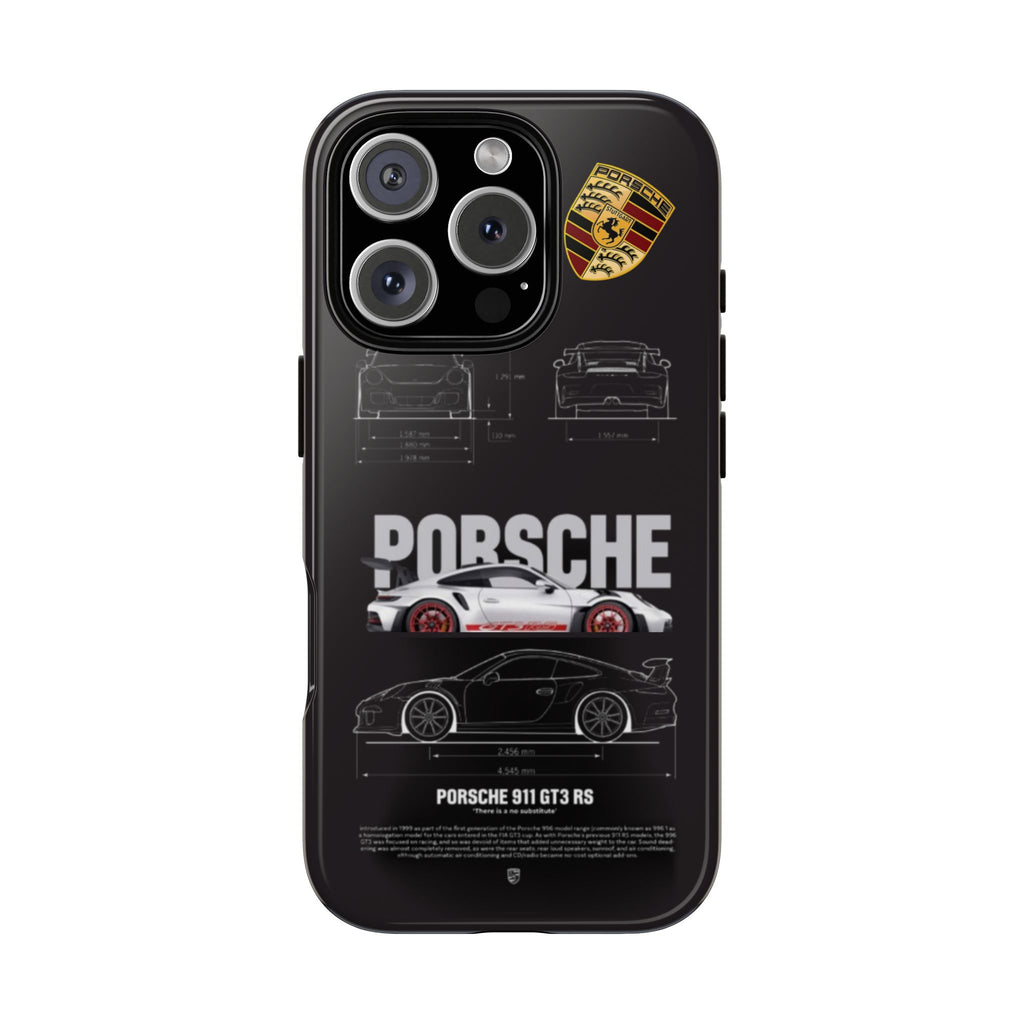 Porsche 911 GT3 RS Phone Case — Automotive Blueprint & Crest Tough Case