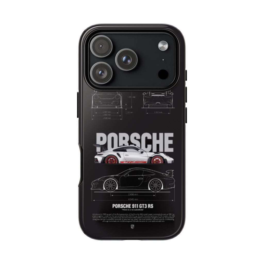 Porsche 911 GT3 RS Phone Case — Automotive Blueprint & Crest Tough Case