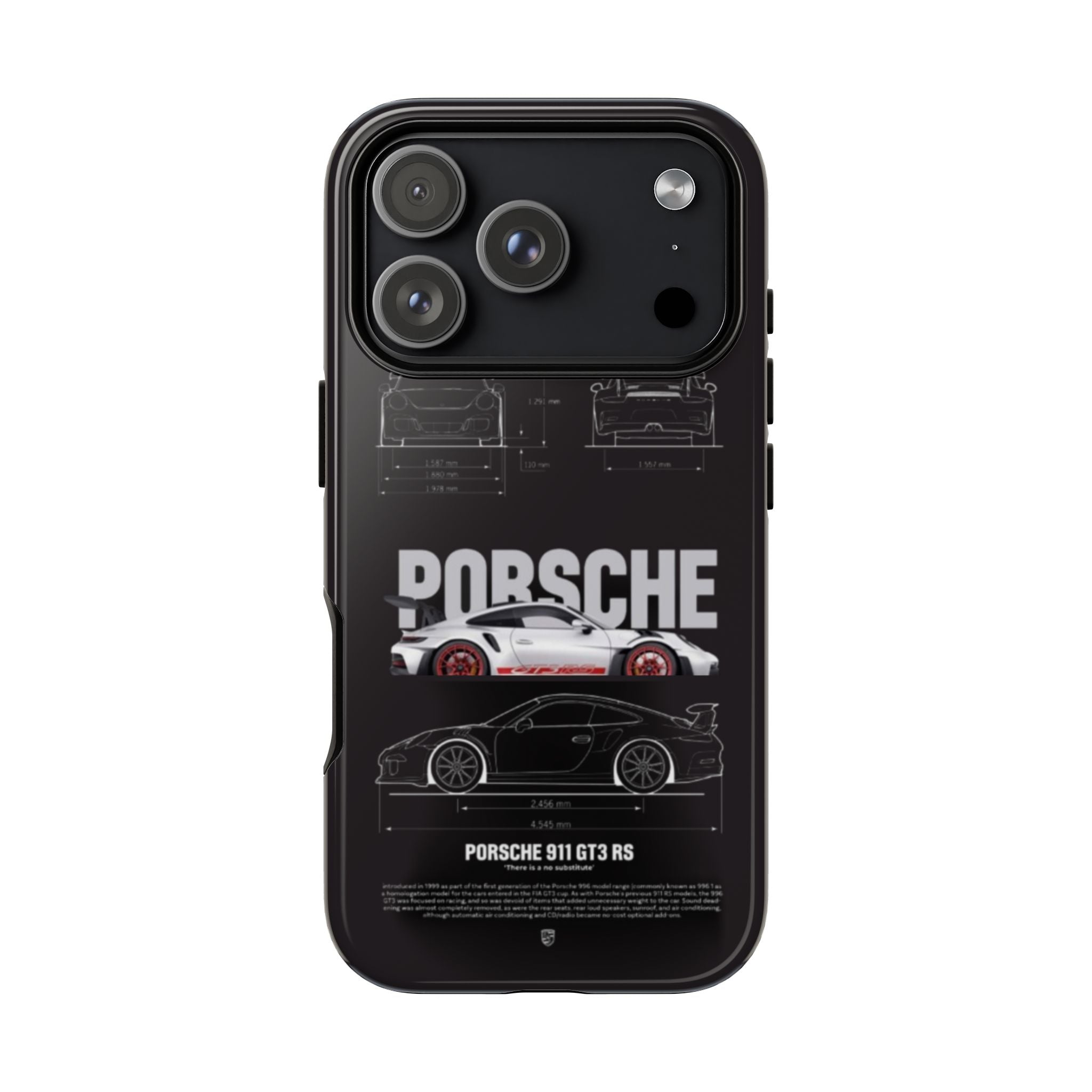 Porsche 911 GT3 RS Phone Case — Automotive Blueprint & Crest Tough Case
