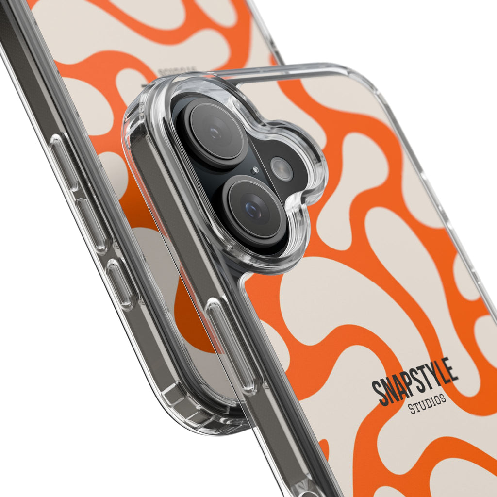 Clear Case — Retro Orange Swirl Phone Case with "SNAPSTYLE" Logo