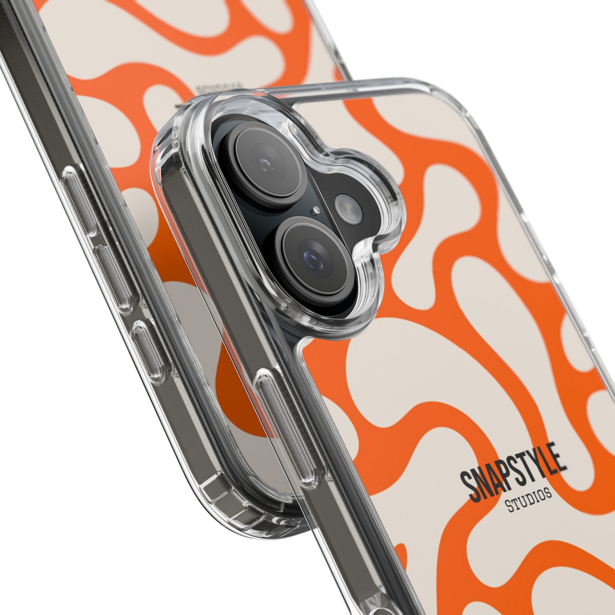 Clear Case — Retro Orange Swirl Phone Case with "SNAPSTYLE" Logo