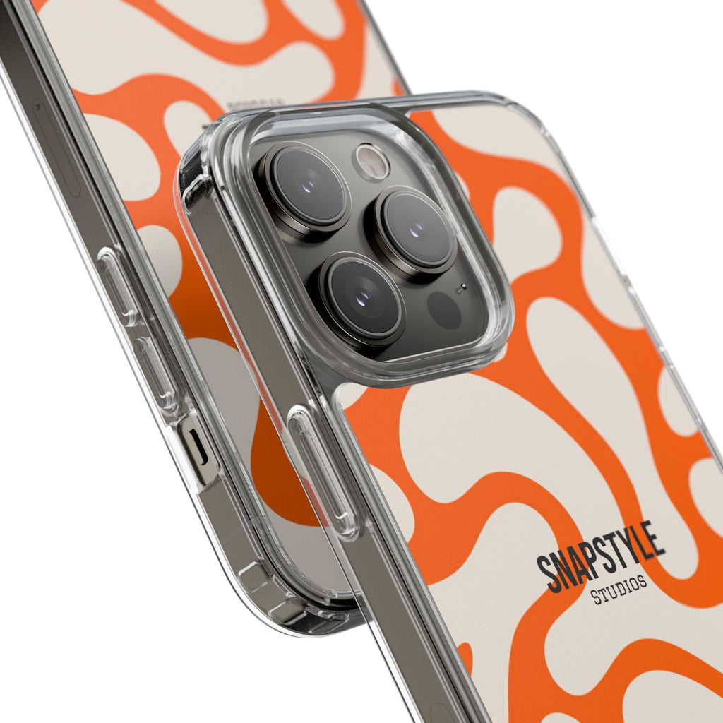 Clear Case — Retro Orange Swirl Phone Case with "SNAPSTYLE" Logo