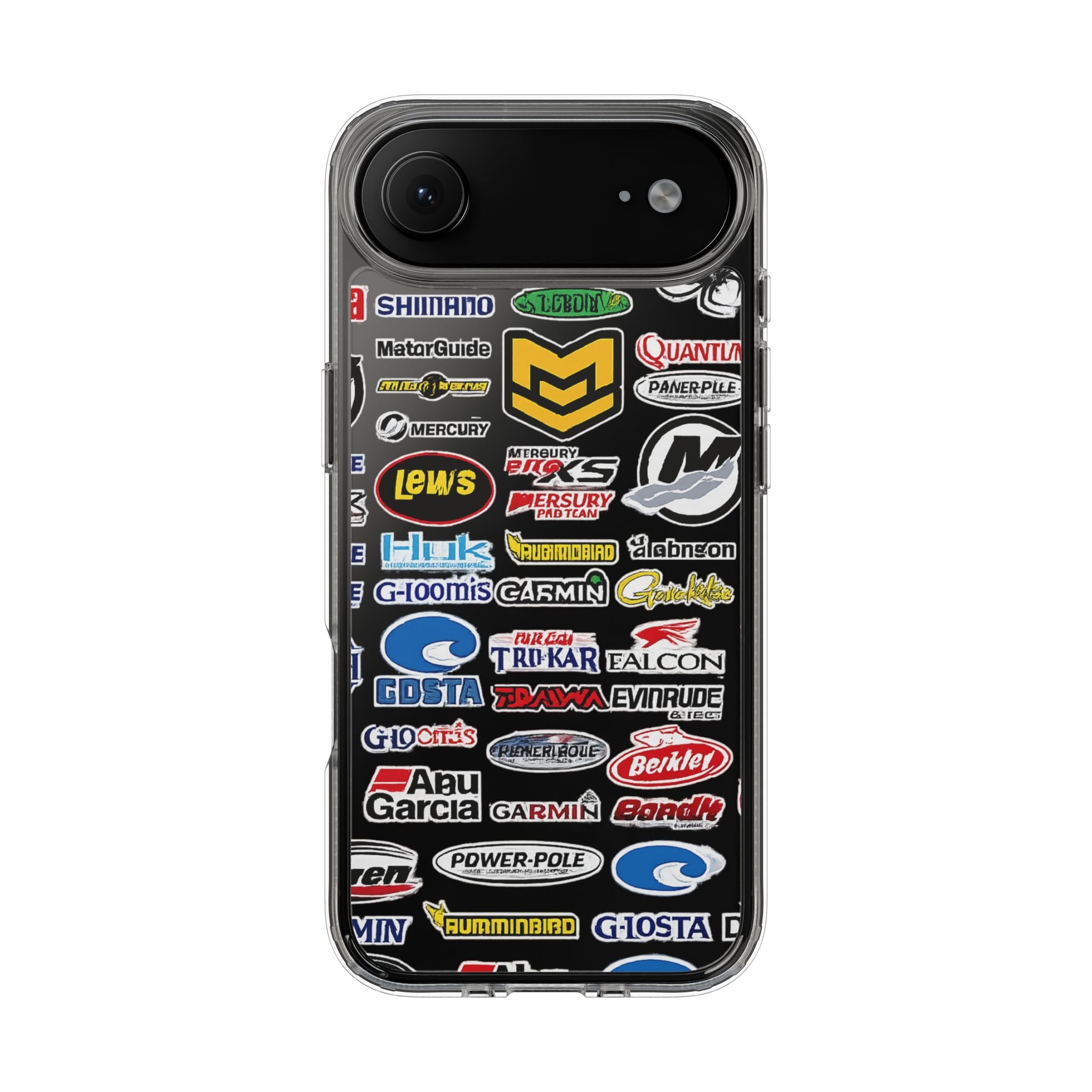 Clear Phone Case — Fishing Brand Sticker Collage Design
