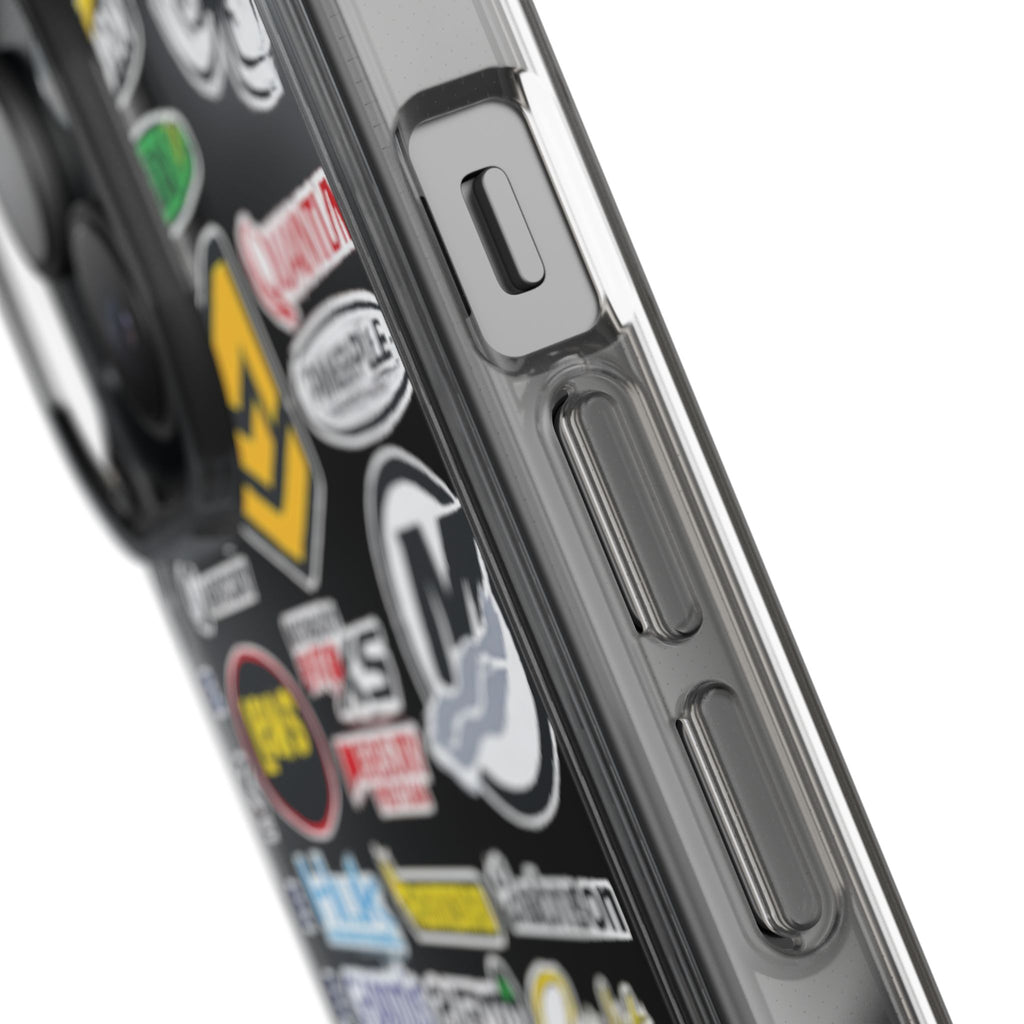 Clear Phone Case — Fishing Brand Sticker Collage Design