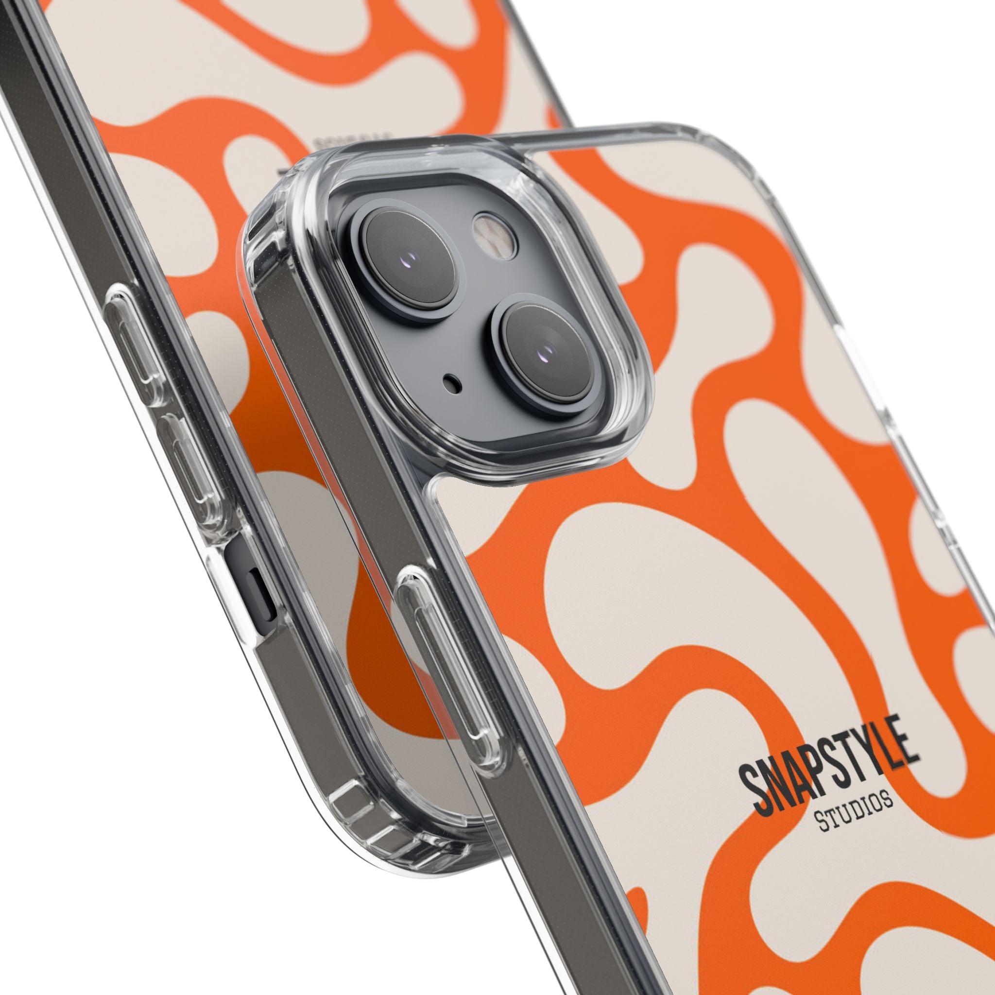 Clear Case — Retro Orange Swirl Phone Case with "SNAPSTYLE" Logo