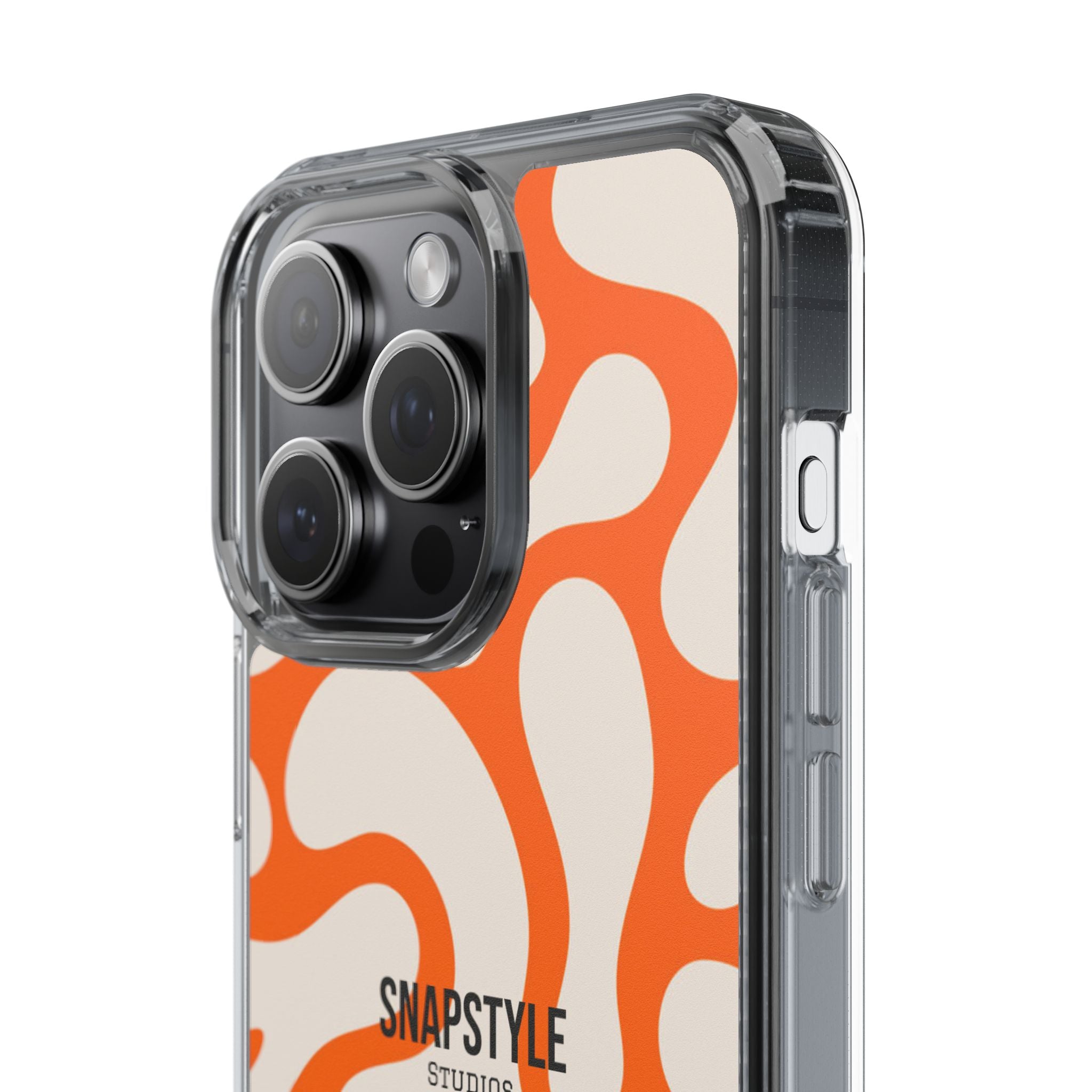 Clear Case — Retro Orange Swirl Phone Case with "SNAPSTYLE" Logo