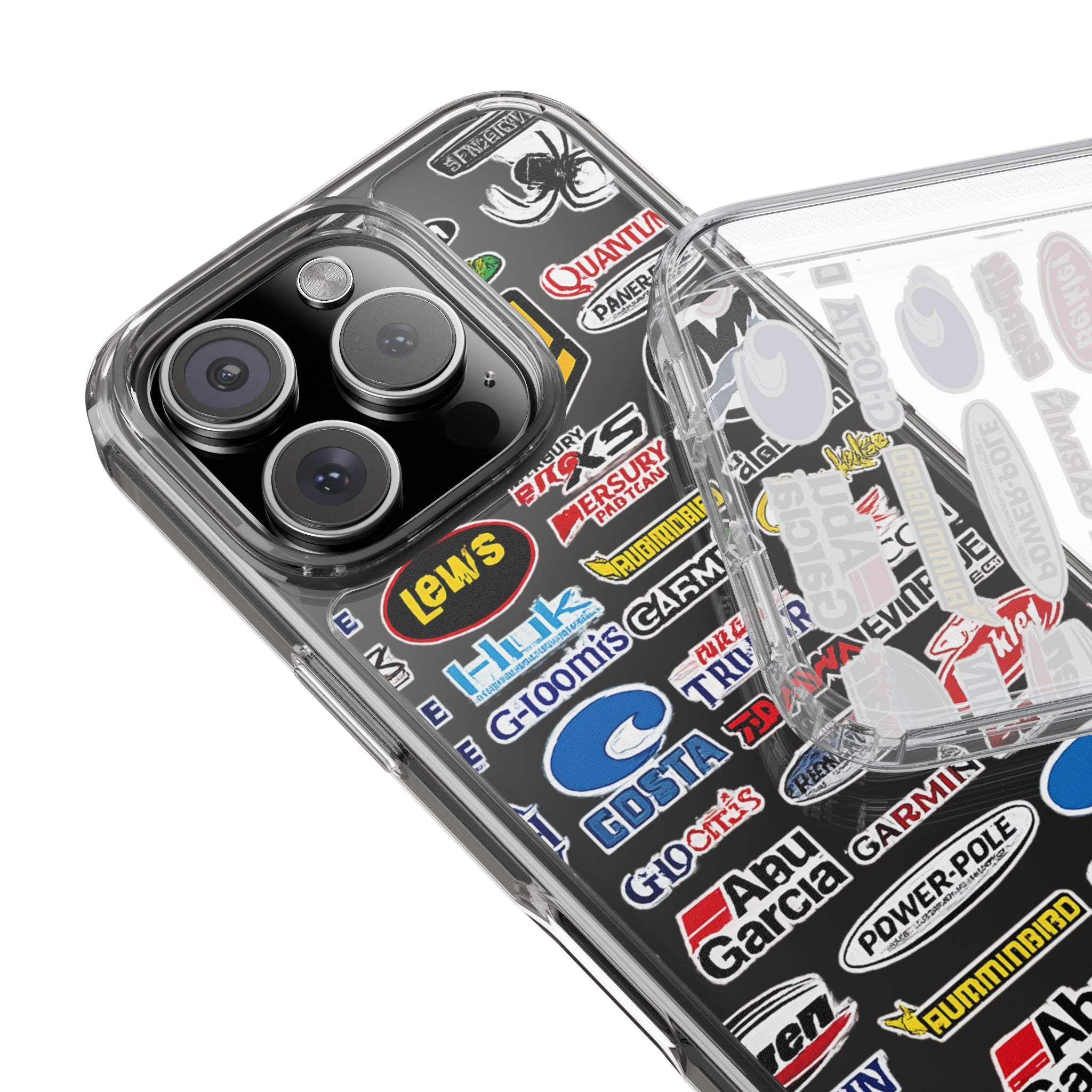 Clear Phone Case — Fishing Brand Sticker Collage Design
