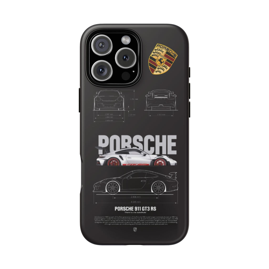 Porsche 911 GT3 RS Phone Case — Automotive Blueprint & Crest Tough Case