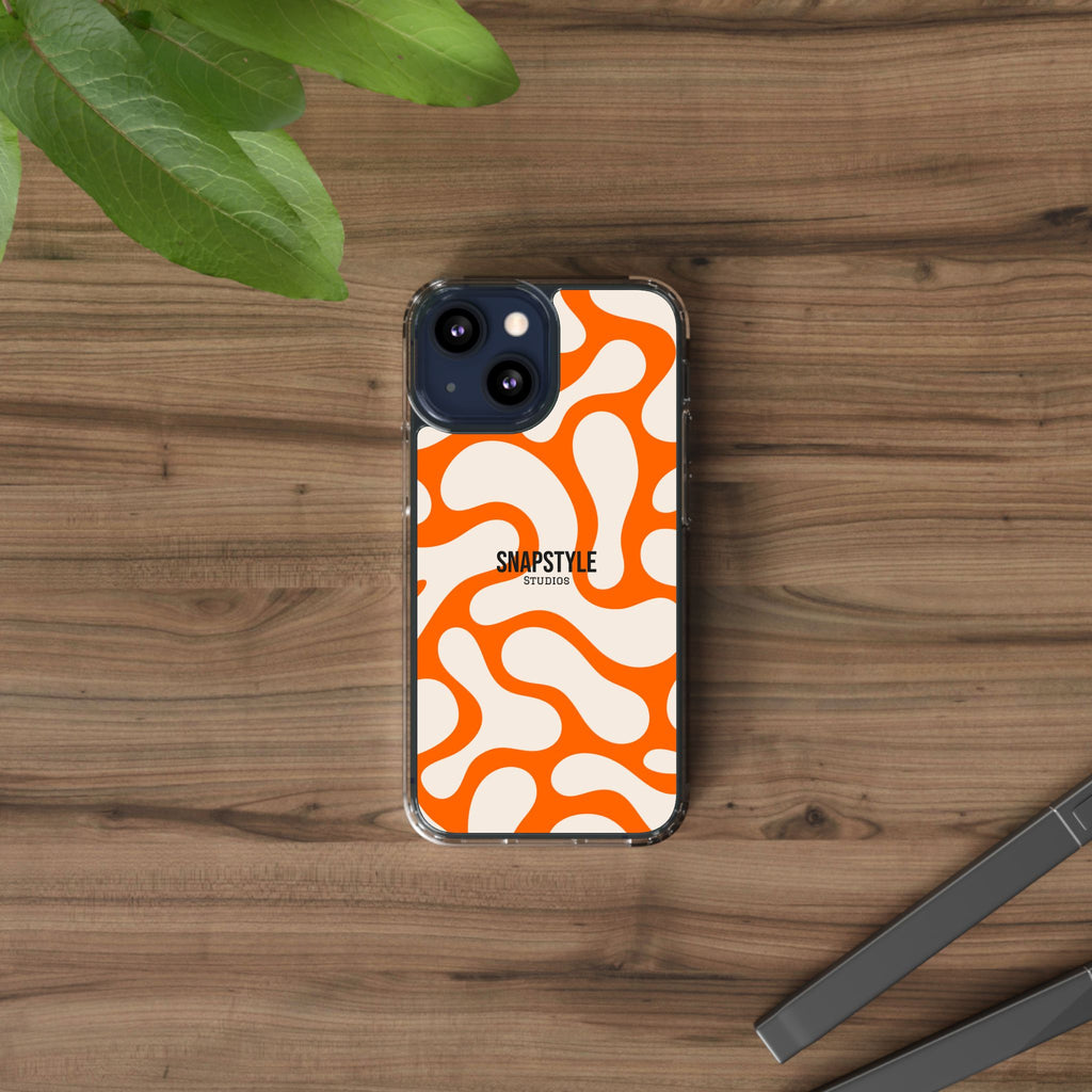 Clear Case — Retro Orange Swirl Phone Case with "SNAPSTYLE" Logo