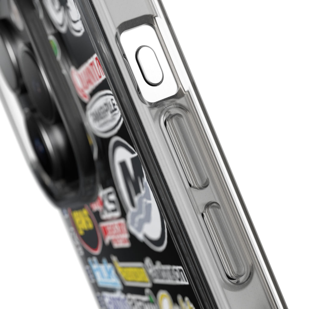 Clear Phone Case — Fishing Brand Sticker Collage Design