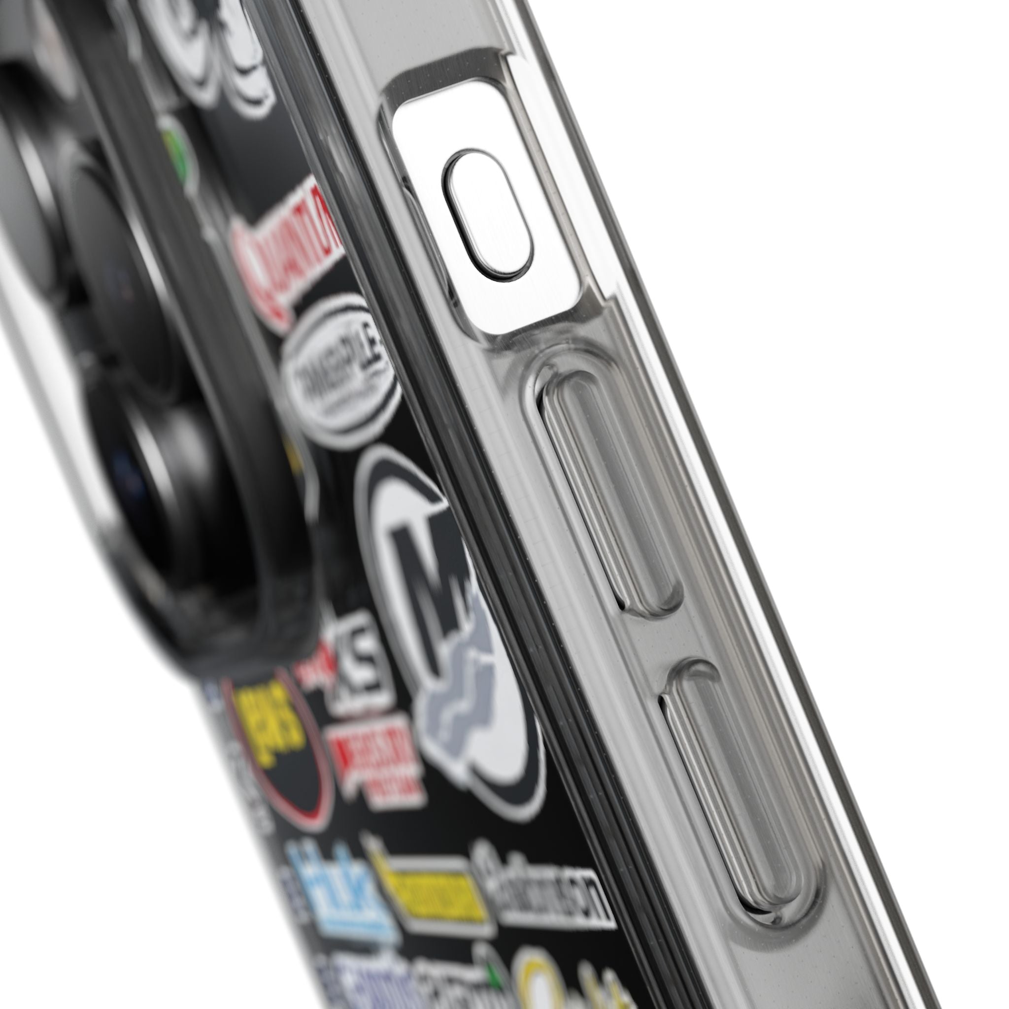 Clear Phone Case — Fishing Brand Sticker Collage Design