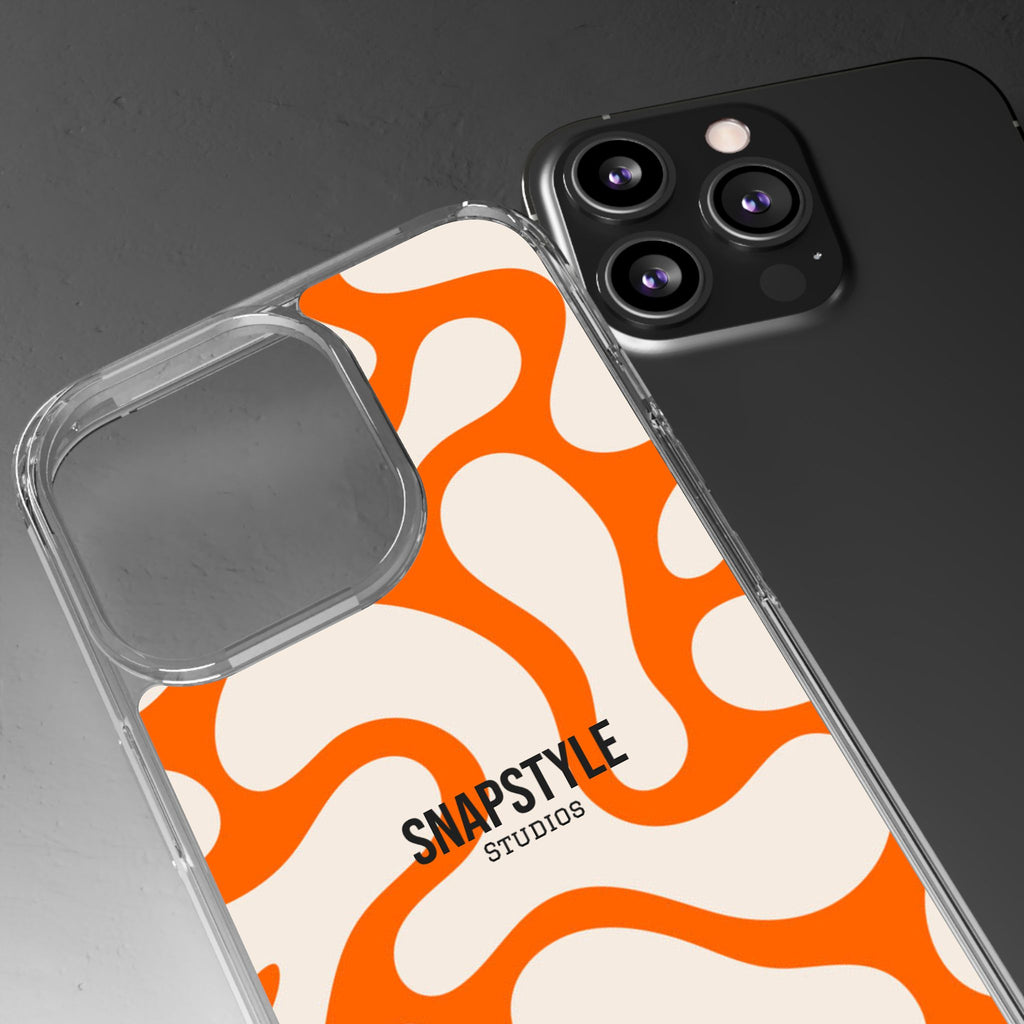Clear Case — Retro Orange Swirl Phone Case with "SNAPSTYLE" Logo
