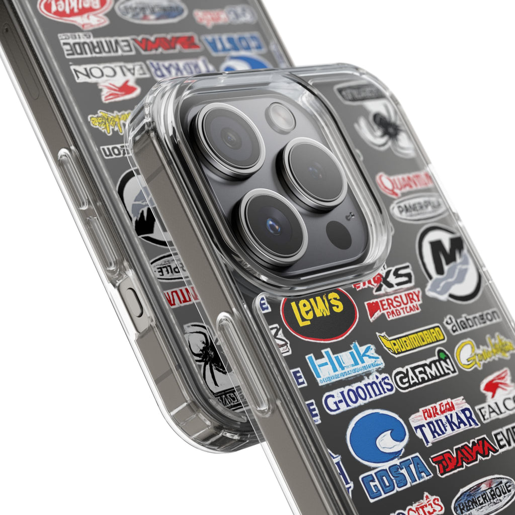 Clear Phone Case — Fishing Brand Sticker Collage Design