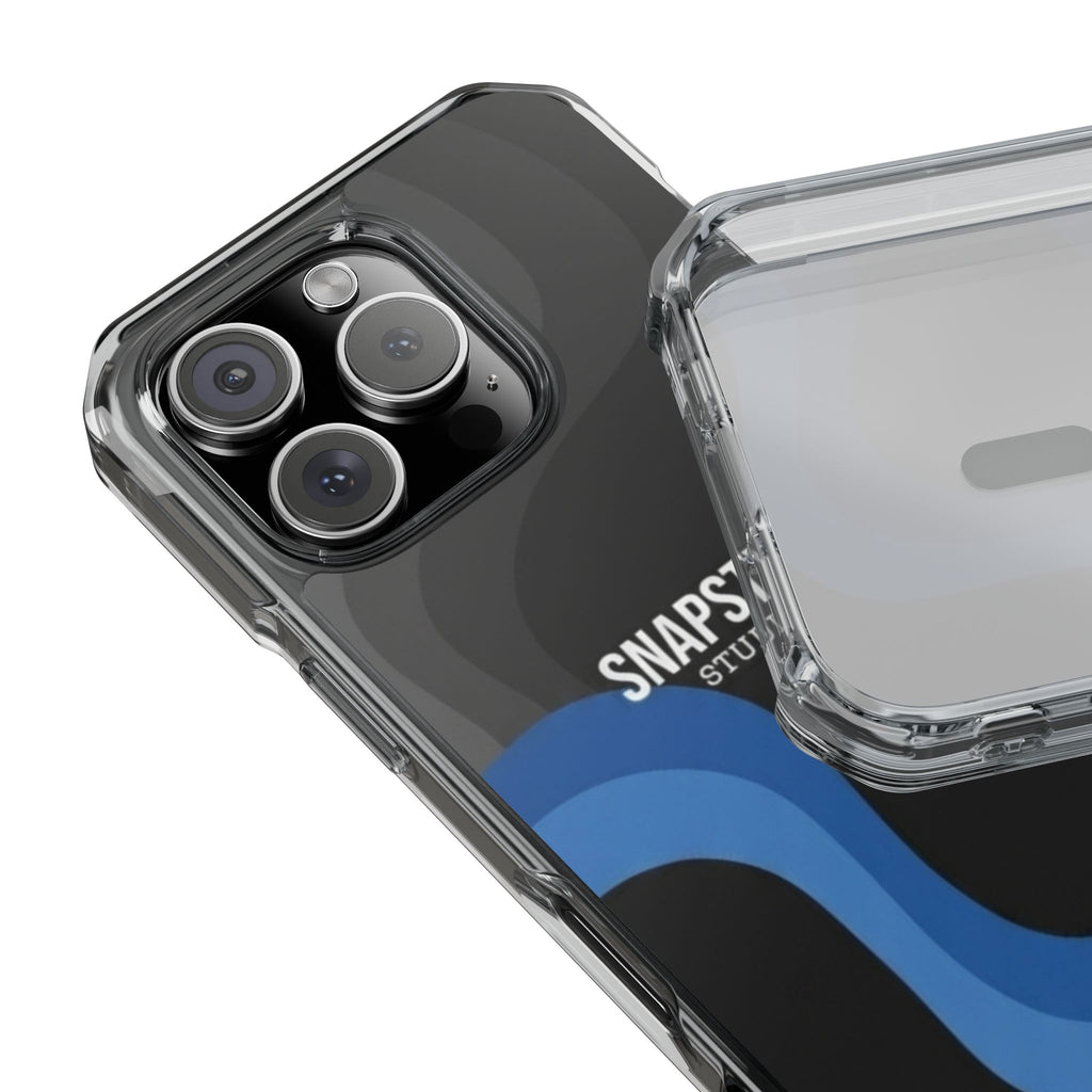 Clear Magnetic Impact Phone Case — Green Abstract Wave Design (SnapStyle Studios)