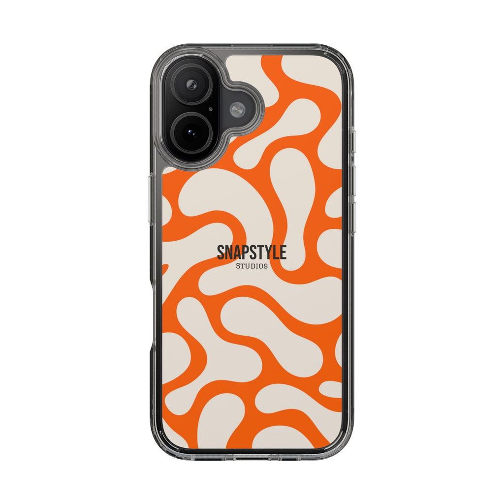 Clear Case — Retro Orange Swirl Phone Case with "SNAPSTYLE" Logo