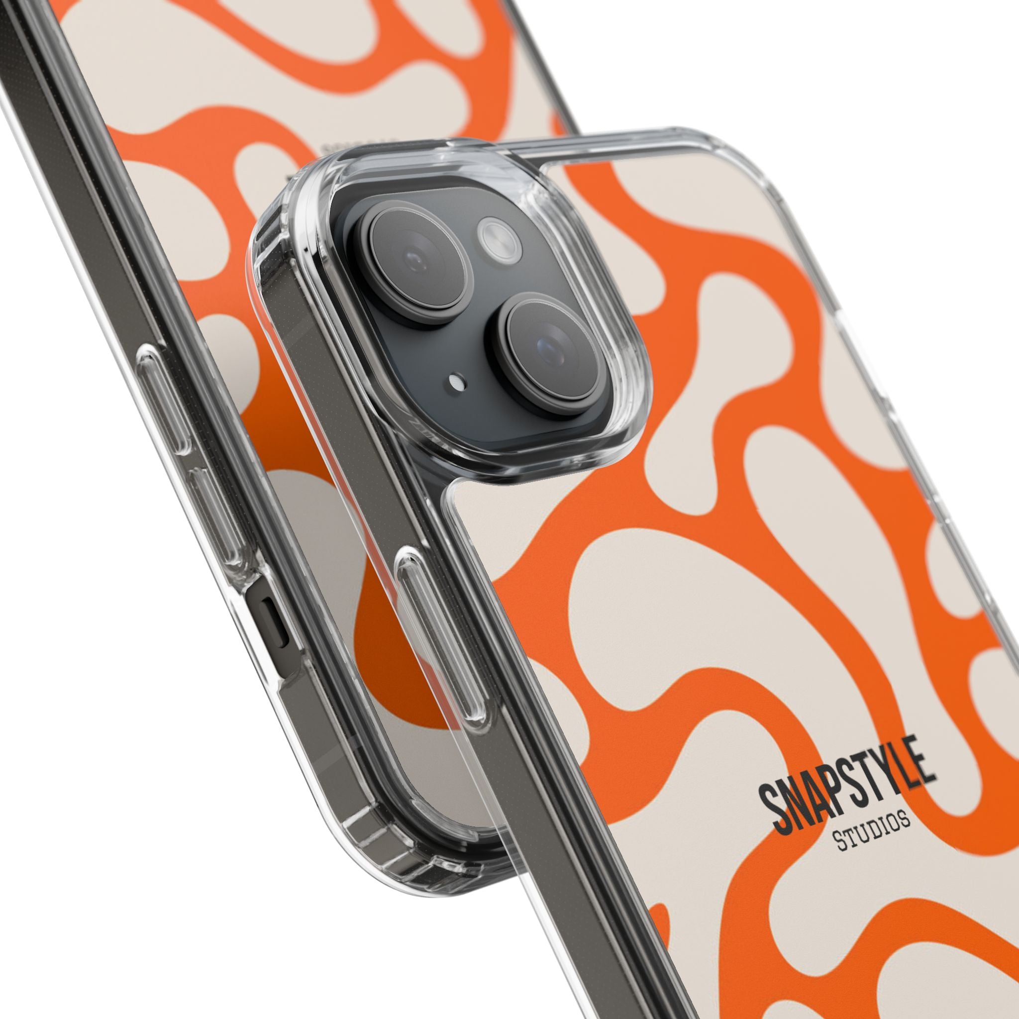 Clear Case — Retro Orange Swirl Phone Case with "SNAPSTYLE" Logo
