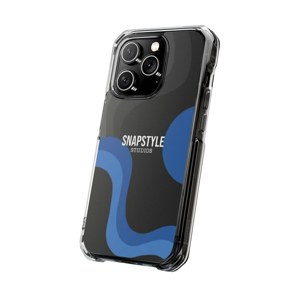 Clear Magnetic Impact Phone Case — Green Abstract Wave Design (SnapStyle Studios)