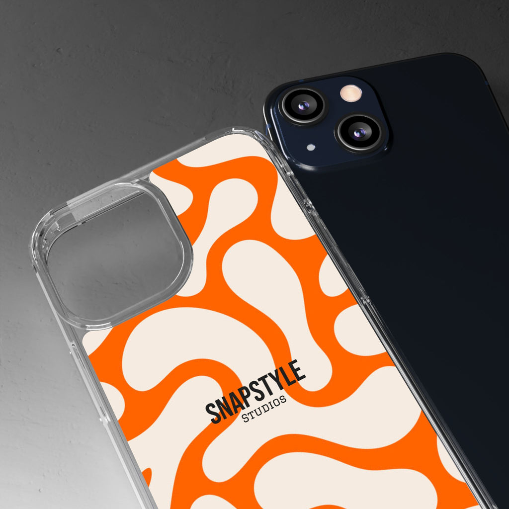 Clear Case — Retro Orange Swirl Phone Case with "SNAPSTYLE" Logo