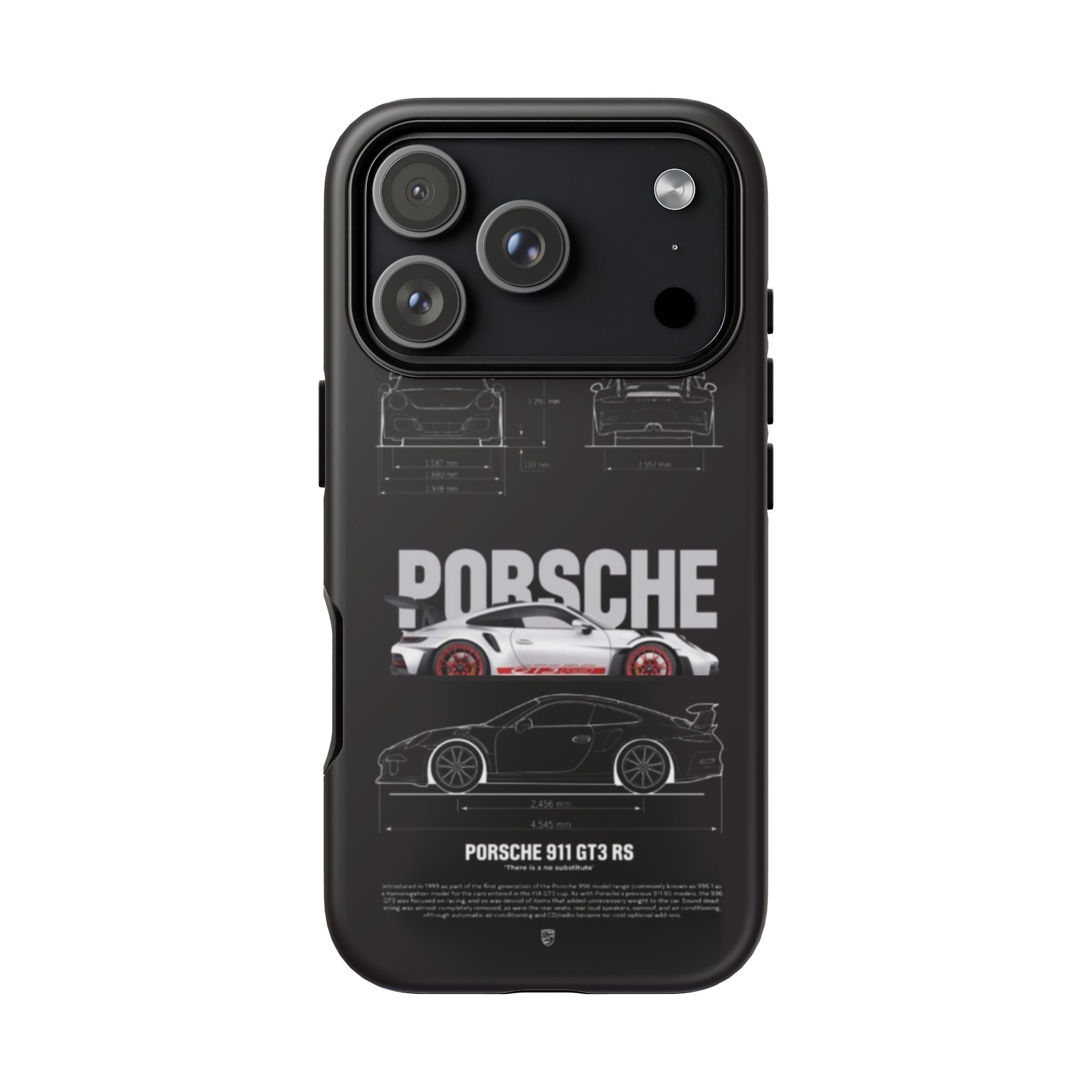 Porsche 911 GT3 RS Phone Case — Automotive Blueprint & Crest Tough Case