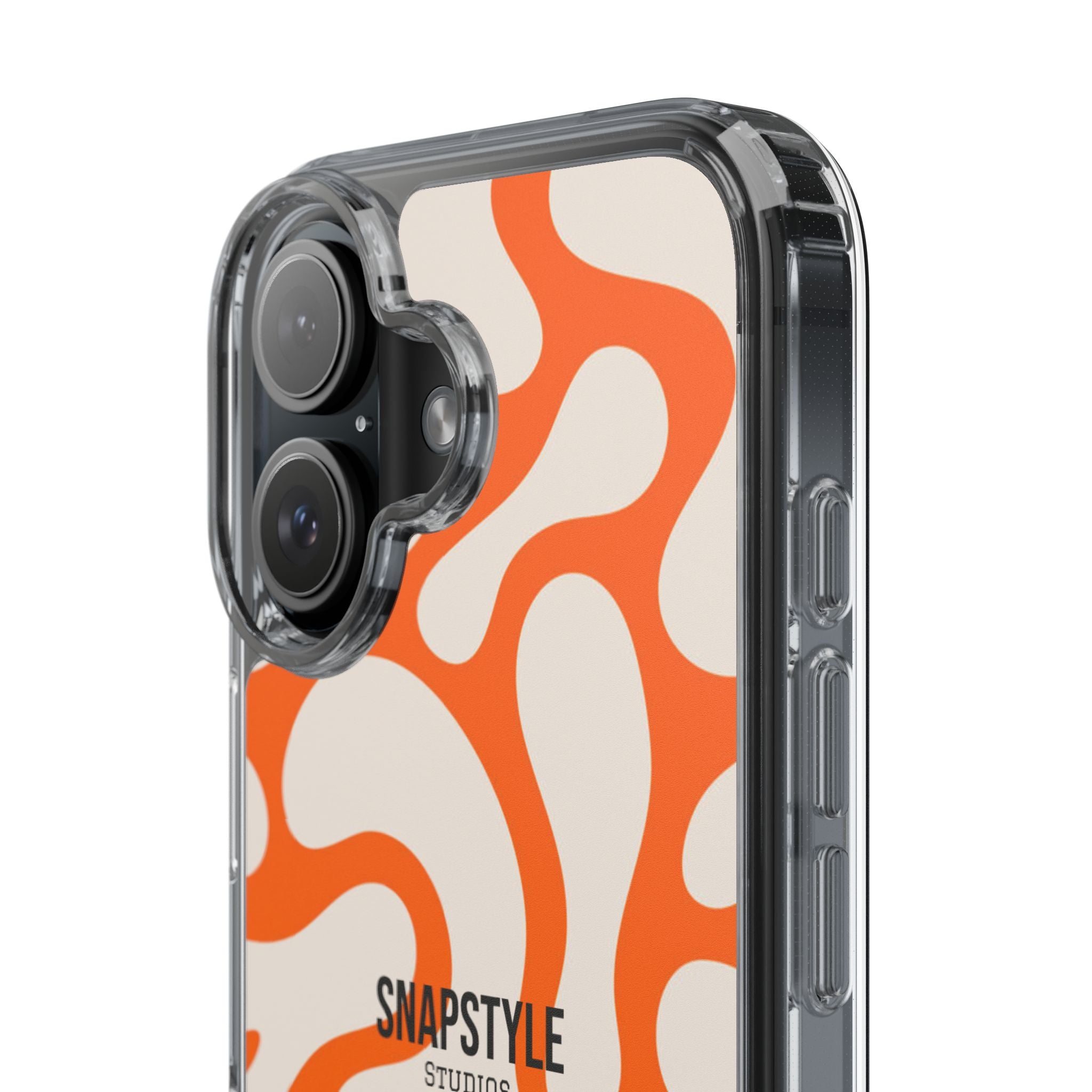 Clear Case — Retro Orange Swirl Phone Case with "SNAPSTYLE" Logo