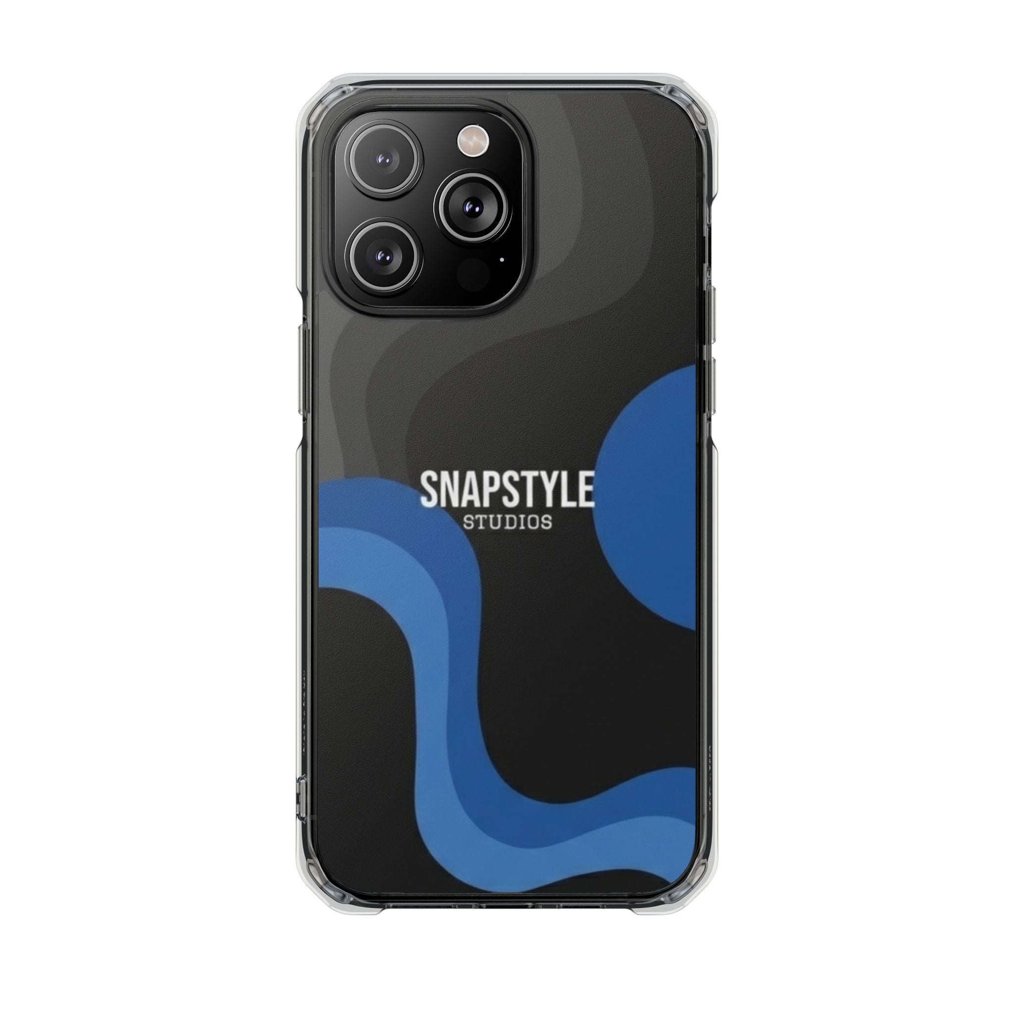 Clear Magnetic Impact Phone Case — Green Abstract Wave Design (SnapStyle Studios)