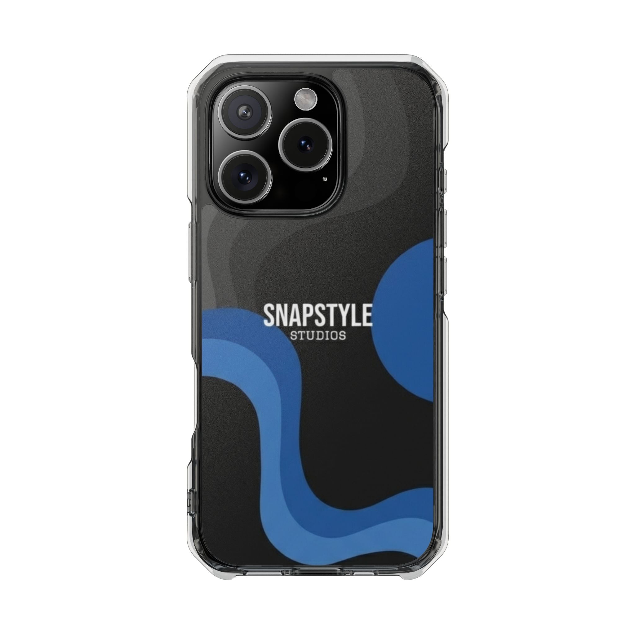 Clear Magnetic Impact Phone Case — Green Abstract Wave Design (SnapStyle Studios)