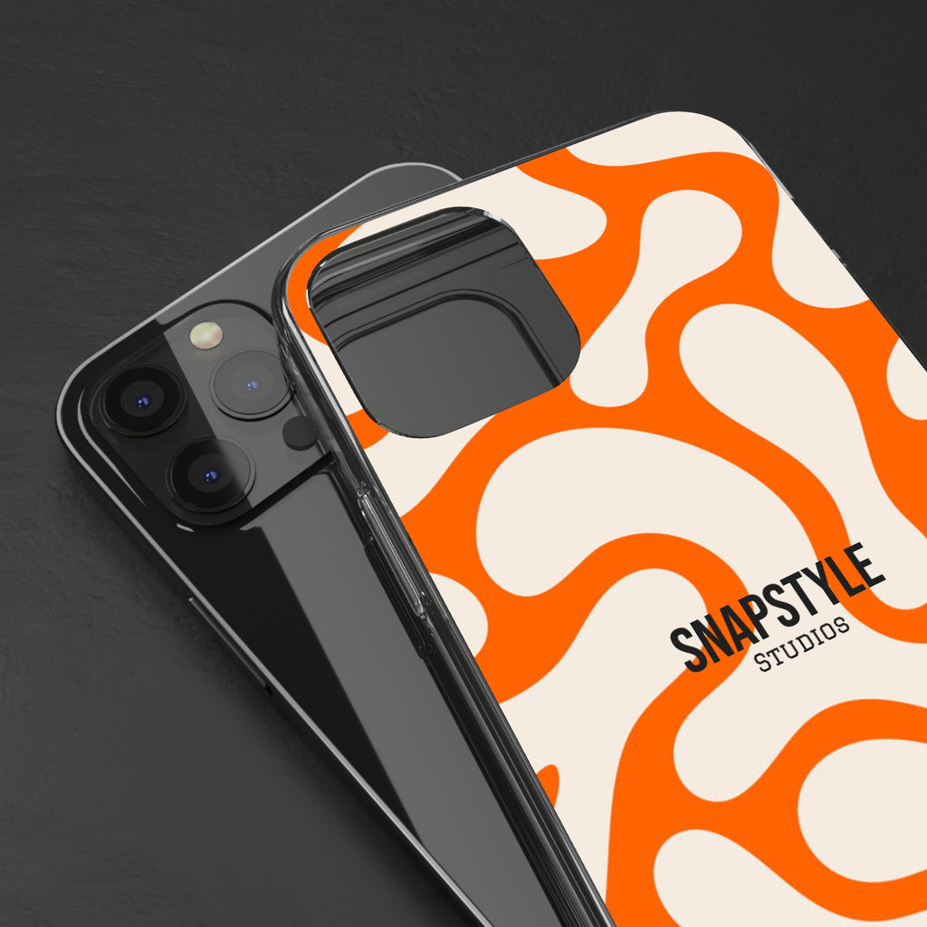 Clear Case — Retro Orange Swirl Phone Case with "SNAPSTYLE" Logo