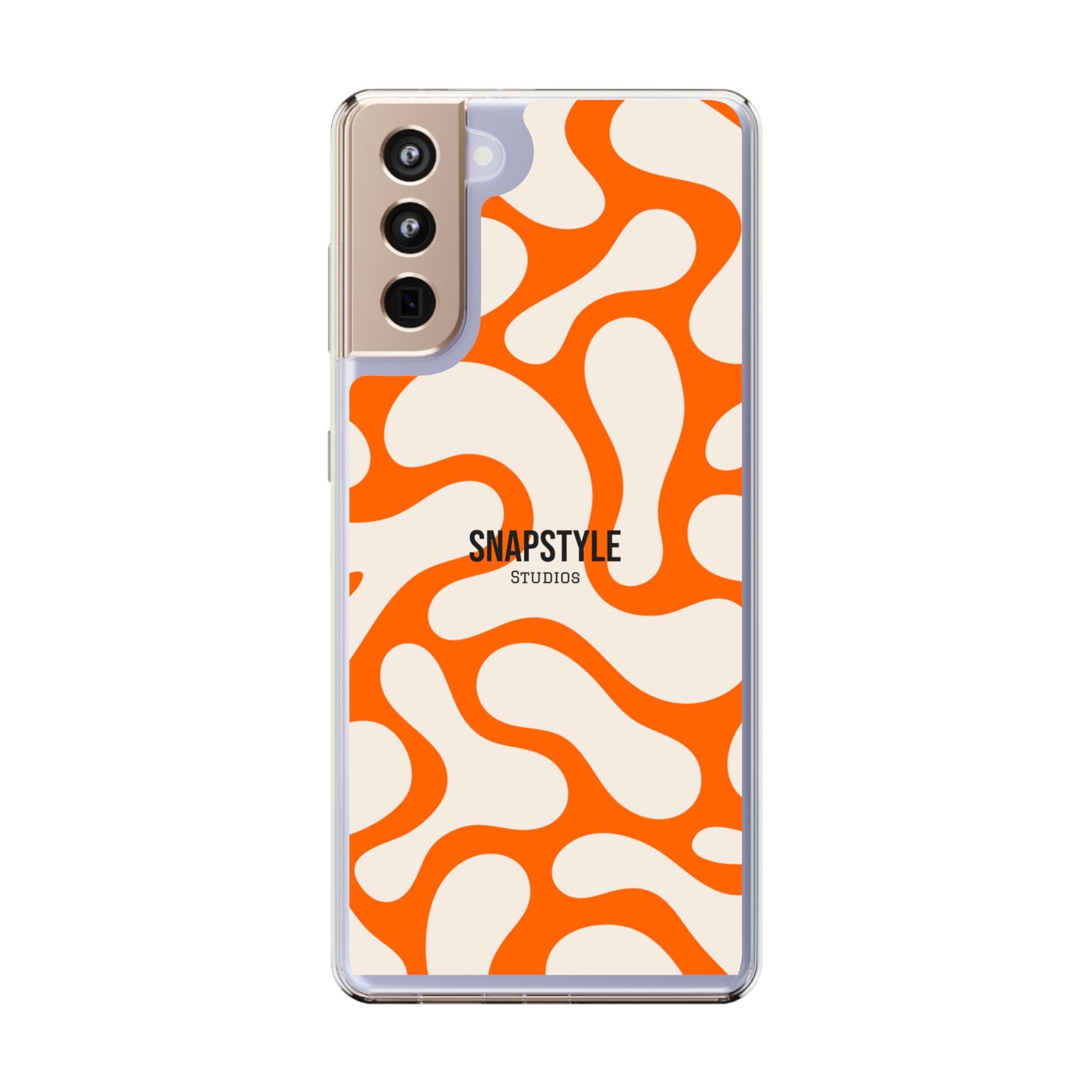 Clear Case — Retro Orange Swirl Phone Case with "SNAPSTYLE" Logo