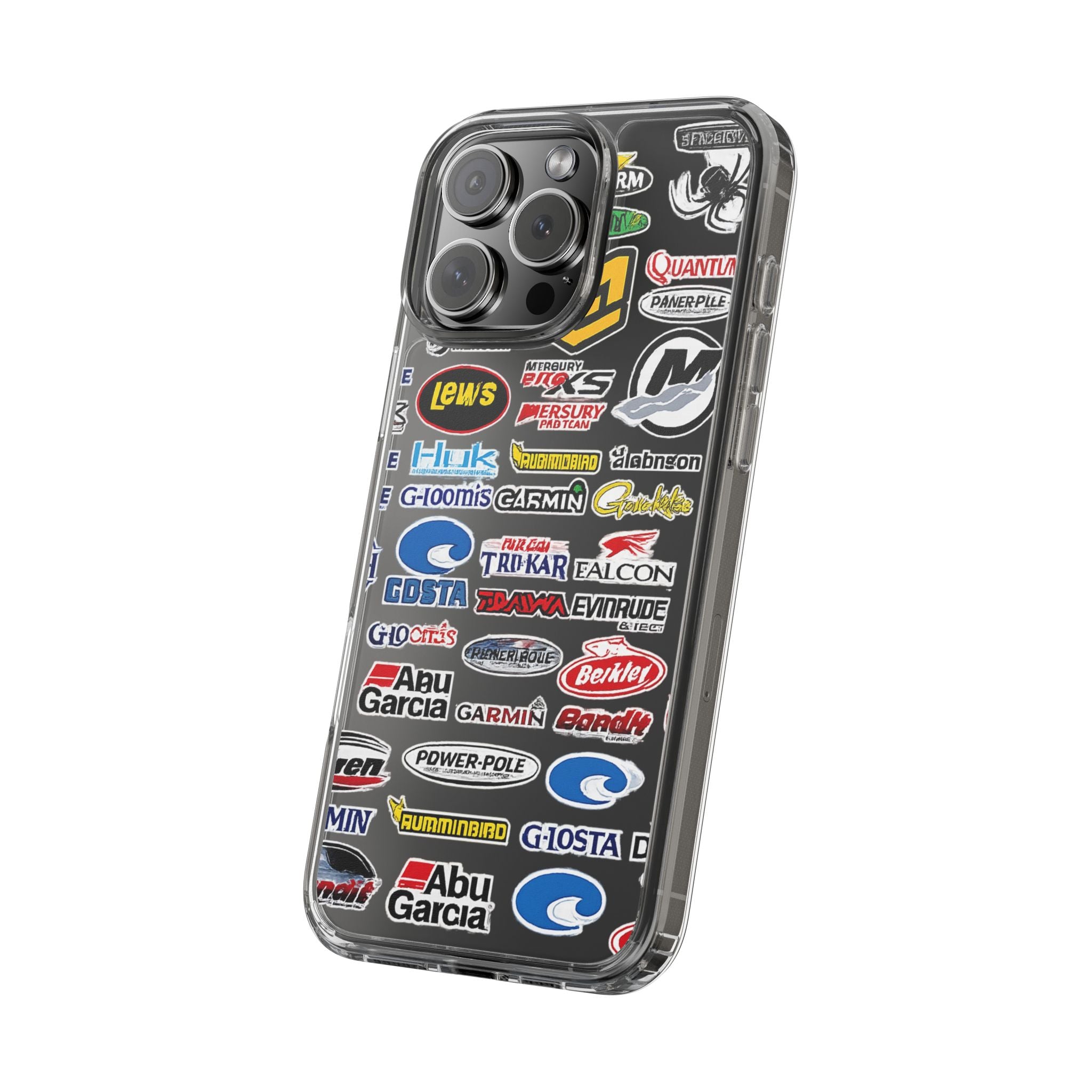Clear Phone Case — Fishing Brand Sticker Collage Design