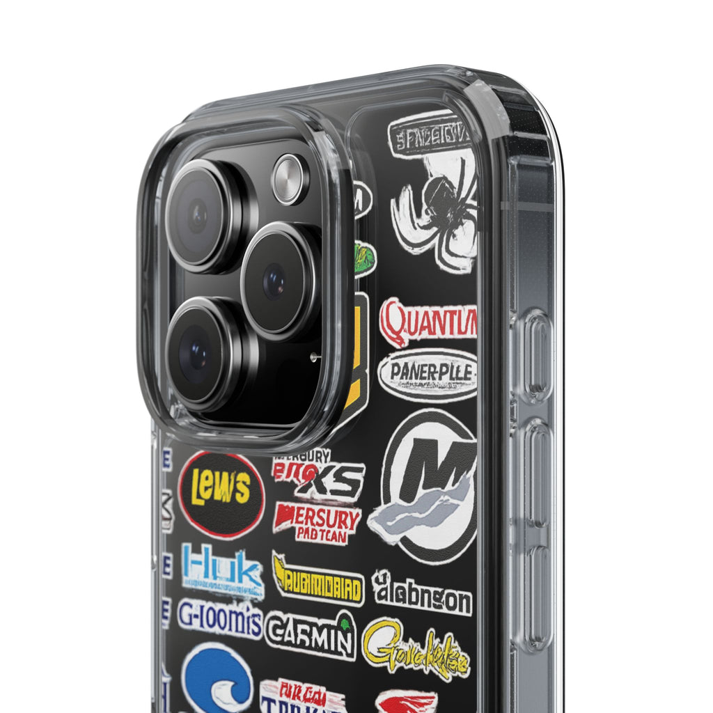 Clear Phone Case — Fishing Brand Sticker Collage Design