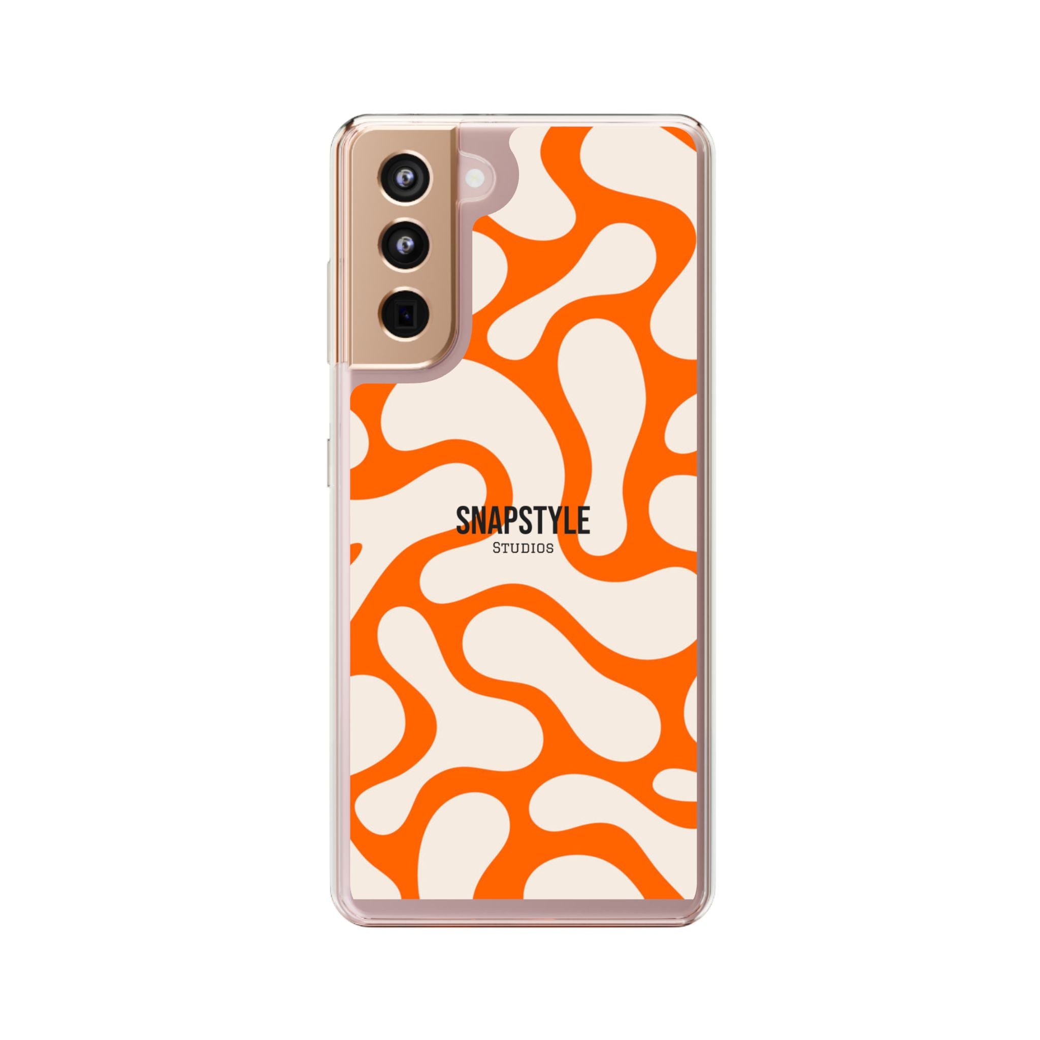 Clear Case — Retro Orange Swirl Phone Case with "SNAPSTYLE" Logo