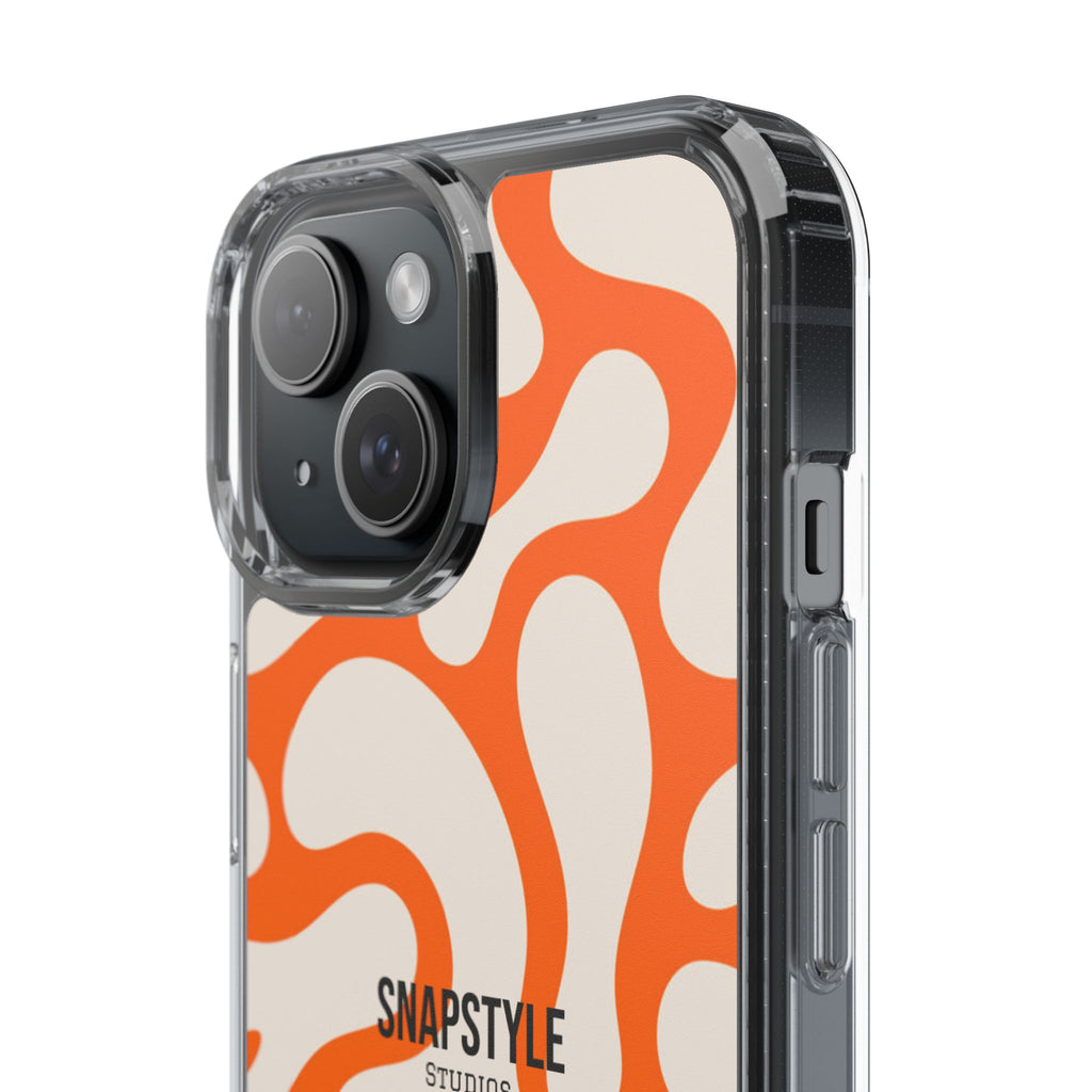 Clear Case — Retro Orange Swirl Phone Case with "SNAPSTYLE" Logo