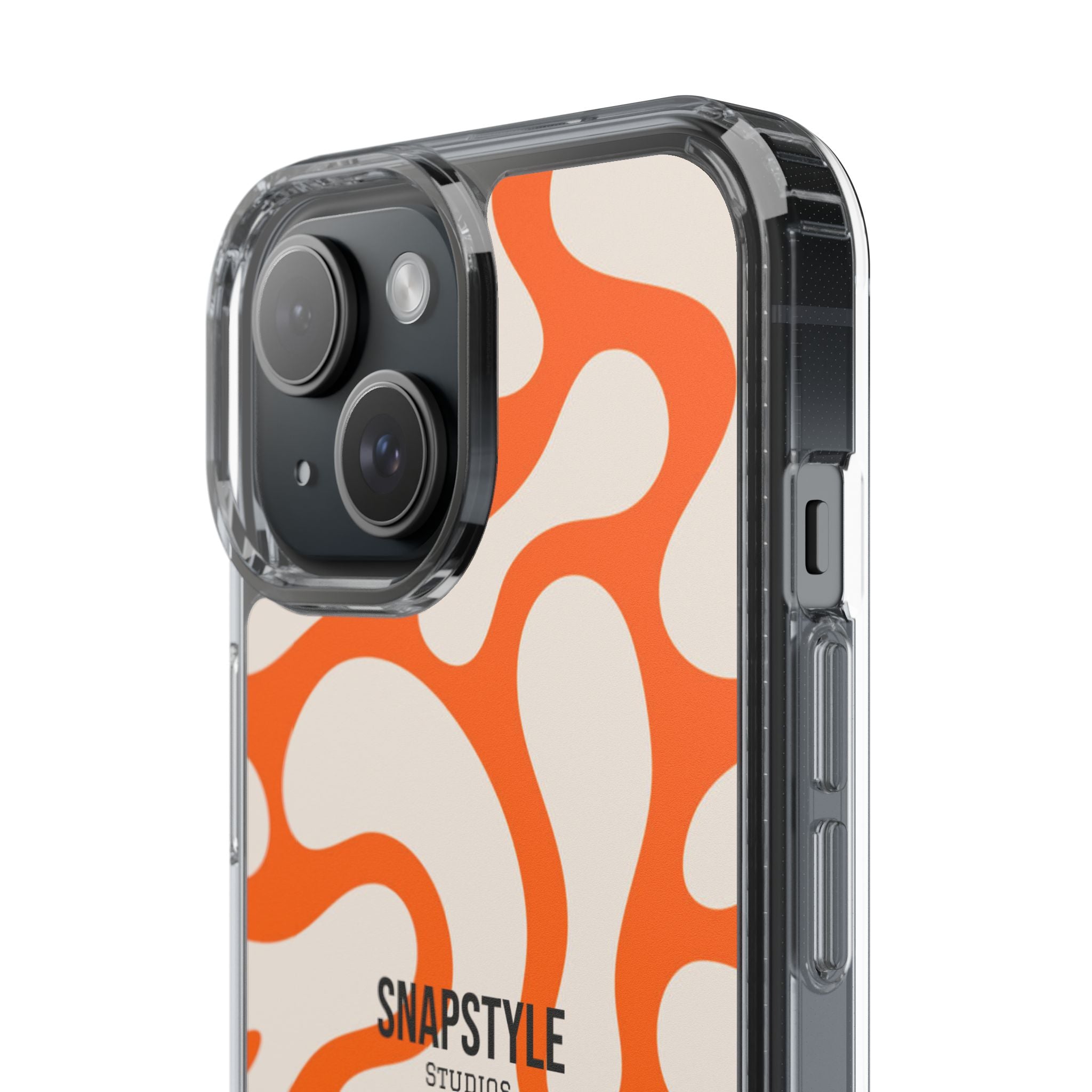 Clear Case — Retro Orange Swirl Phone Case with "SNAPSTYLE" Logo