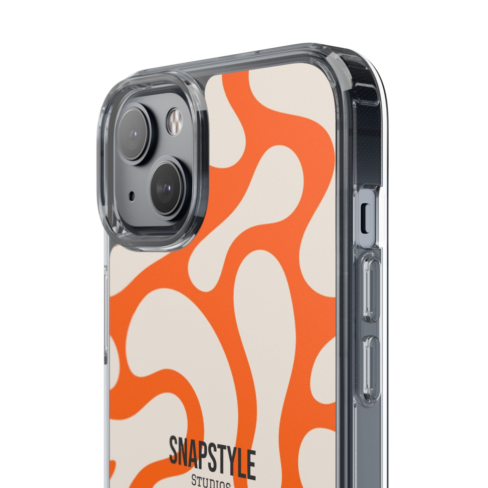 Clear Case — Retro Orange Swirl Phone Case with "SNAPSTYLE" Logo