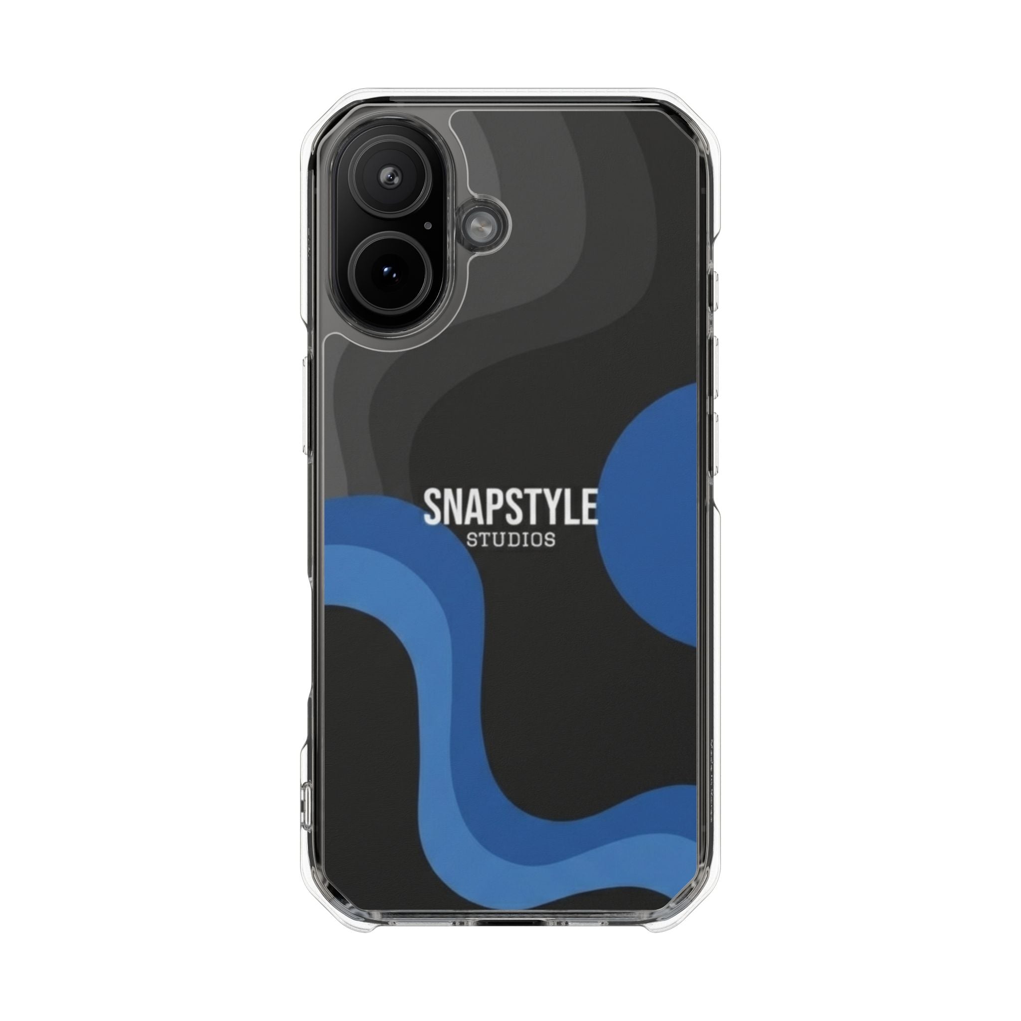 Clear Magnetic Impact Phone Case — Green Abstract Wave Design (SnapStyle Studios)